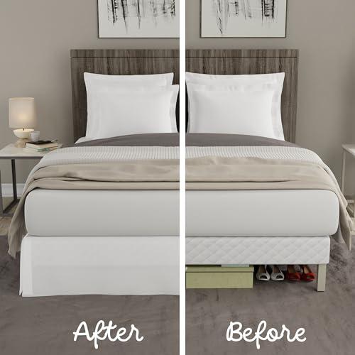 TODAY'S HOME TODAY\'S HOME Classic Tailored Bed Skirt Dust Ruffle, Microfiber, 14\" Drop Length, Full, Ivory