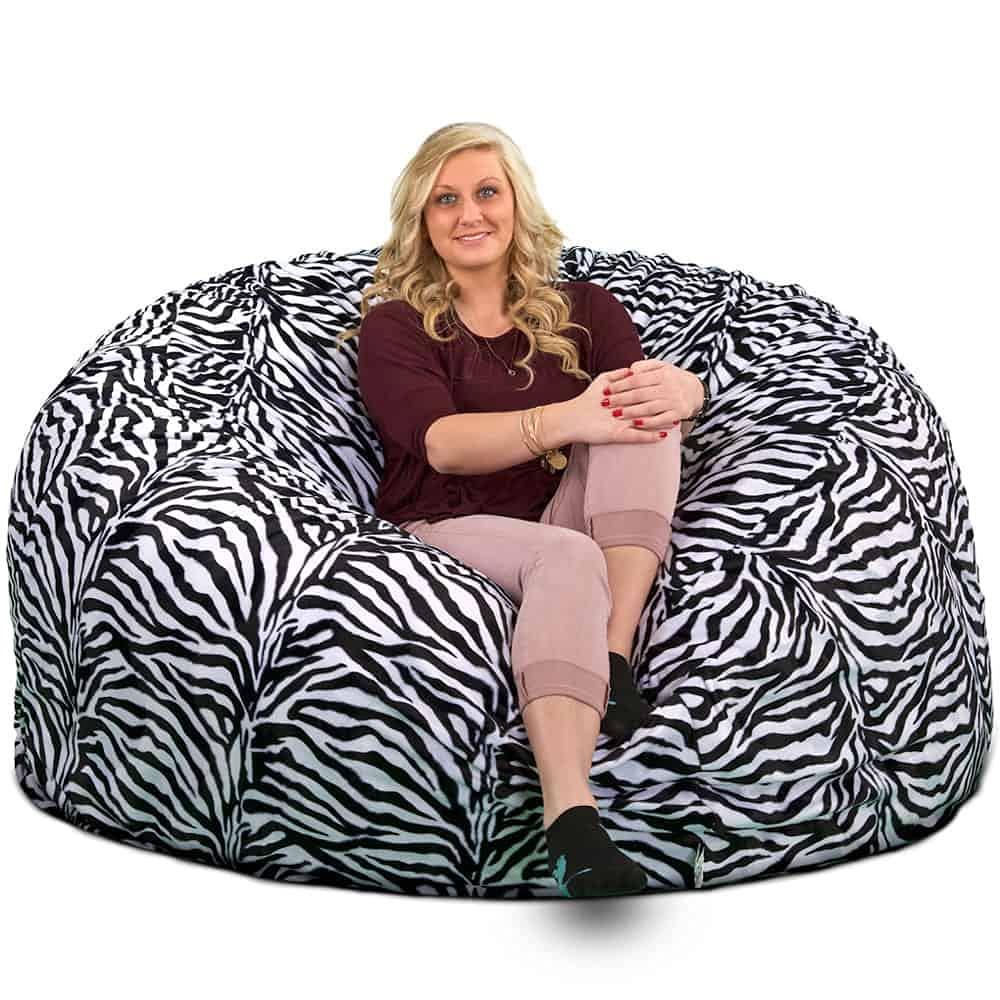 ULTIMATE SACK ULTIMATE SACK 5000 (5 ft.) Bean Bag Chair Cover in multiple colors: Cover ONLY. (5000, Zebra Fur)