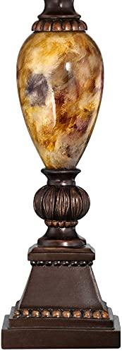 kathy ireland kathy ireland Mulholland Traditional Vintage Table Lamps 30\" Tall Set of 2 Aged Bronze Marbleized Golden Off White Fabric Oval Shade for Living Room Bedroom House Nightstand Office Entryway