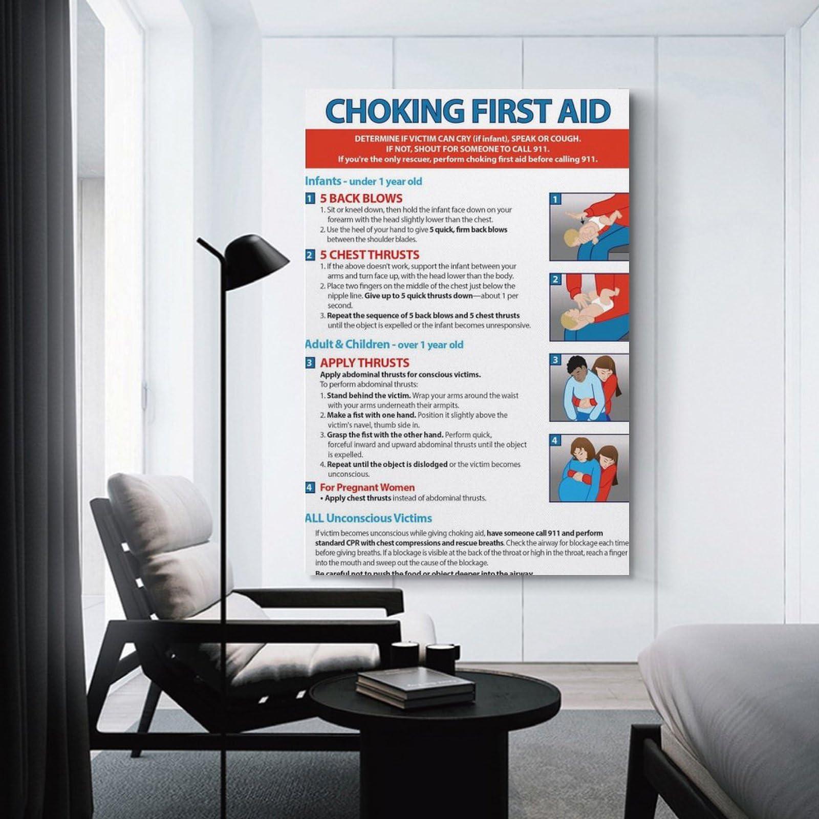 KAIZE Choking Poster - Heimlich Maneuver for Infants, Children & Adults Canvas Art Poster Poster for Room Aesthetic Posters & Prints on Canvas Wall Art Poster for Room 08x12inch(20x30cm)