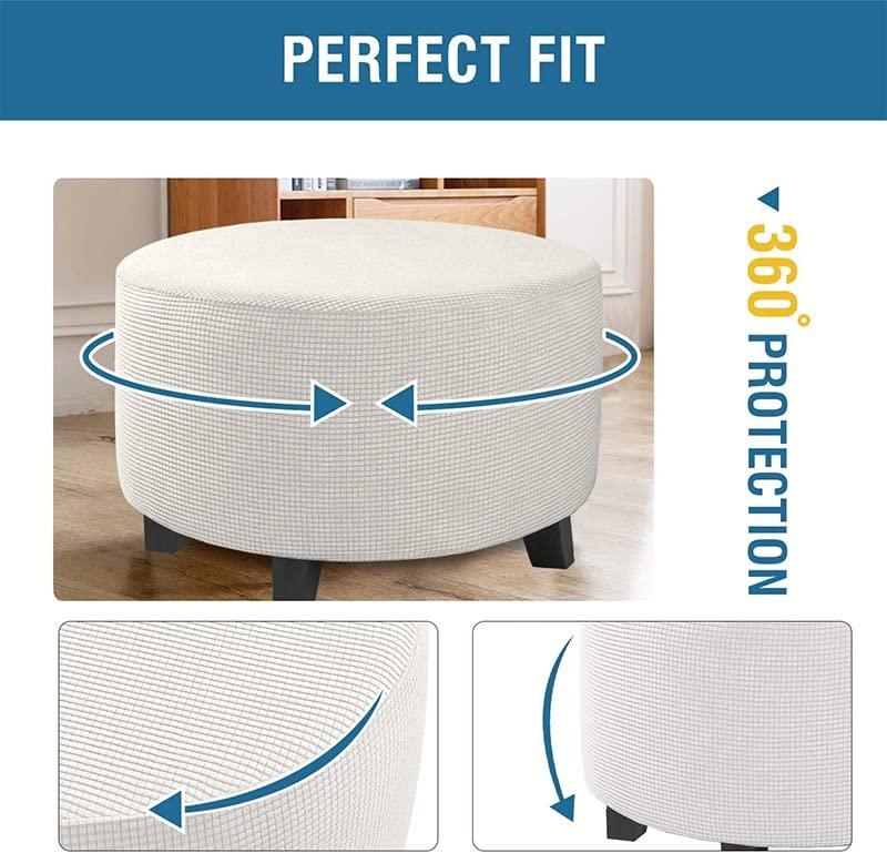 ZYYH ZYYH Stretch Ottoman Cover Slipcovers Round Footstool Cover Black Grey Green Footstool Sofa Slip Storage Stool Covers Soft Furniture Living Room Ottoman Covers Protector (Color : #5, Size : X-Large)