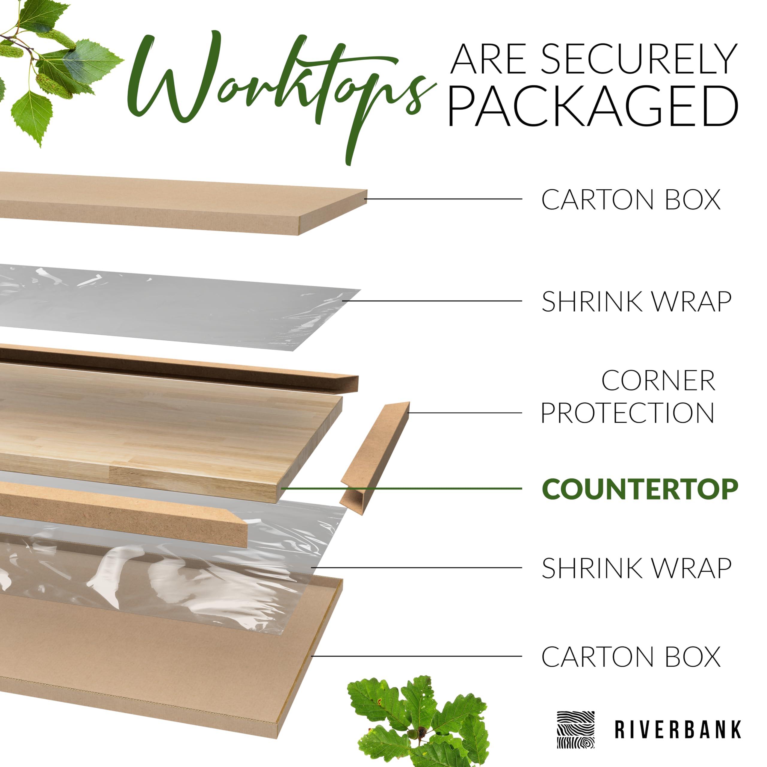 Riverbank Riverbank Oak Butcher Block Countertop, 4 ft Long, 25 Wide & 1.5 Thick Unfinished Solid Wood Tabletop, Built to Last Hardwood Board for DIY Kitchen Counter Top, Island, Desktop