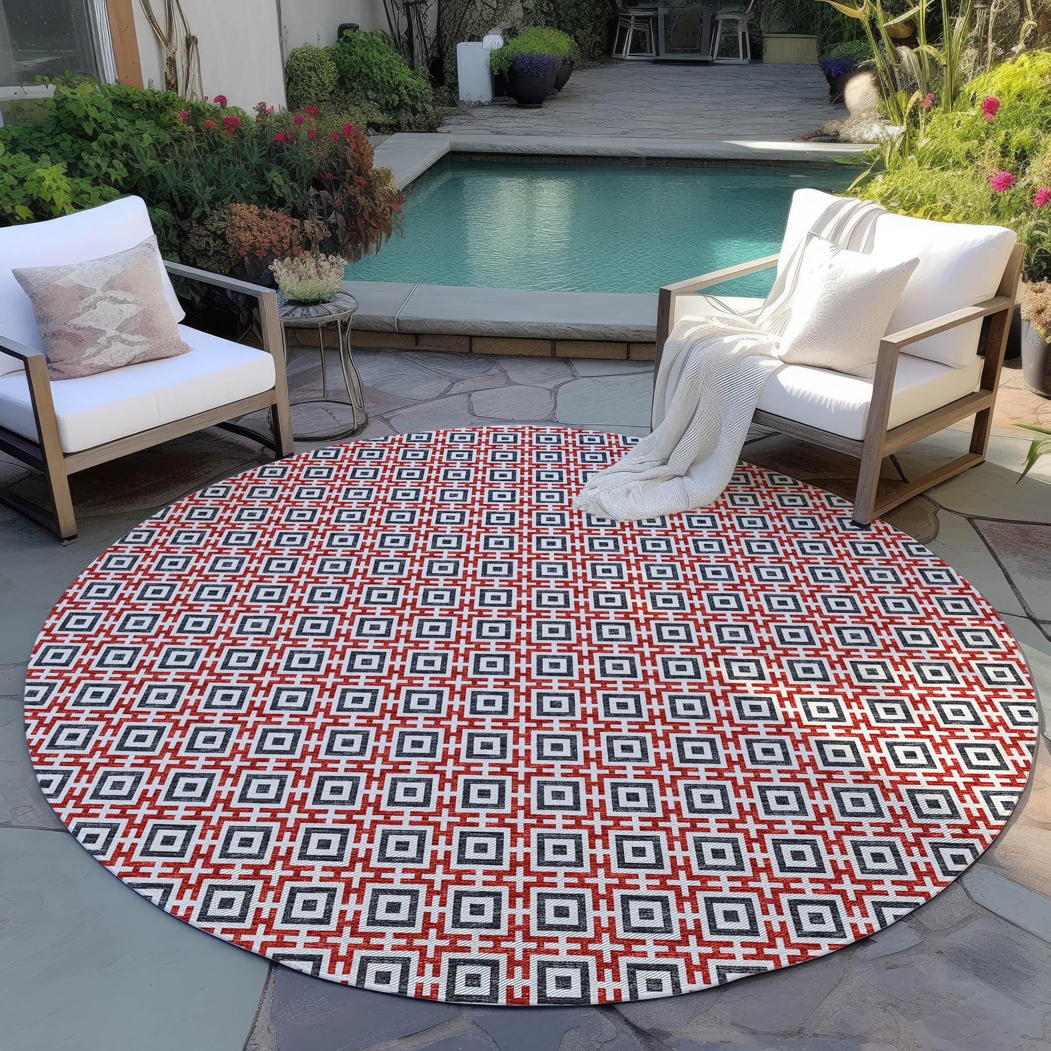 Dalyn Rugs Dalyn Rugs Marlo MO1 Red 10' x 10' Indoor Outdoor Area Rug, Easy Clean, Machine Washable, Non Shedding, Bedroom, Living Room, Dining Room, Kitchen, Patio Rug
