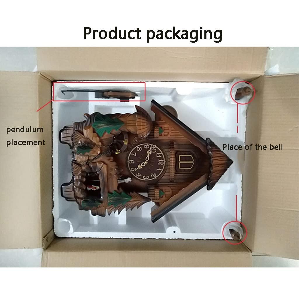 Y-kaiwen Cuckoo Clocks for Wall Bird Clock for Kitchen Modern Living Room Wall Clock Handcrafted Wood Cuckoo Clock Wall Decor (Color : Brown, Size : Digital dial 38 * 84cm)