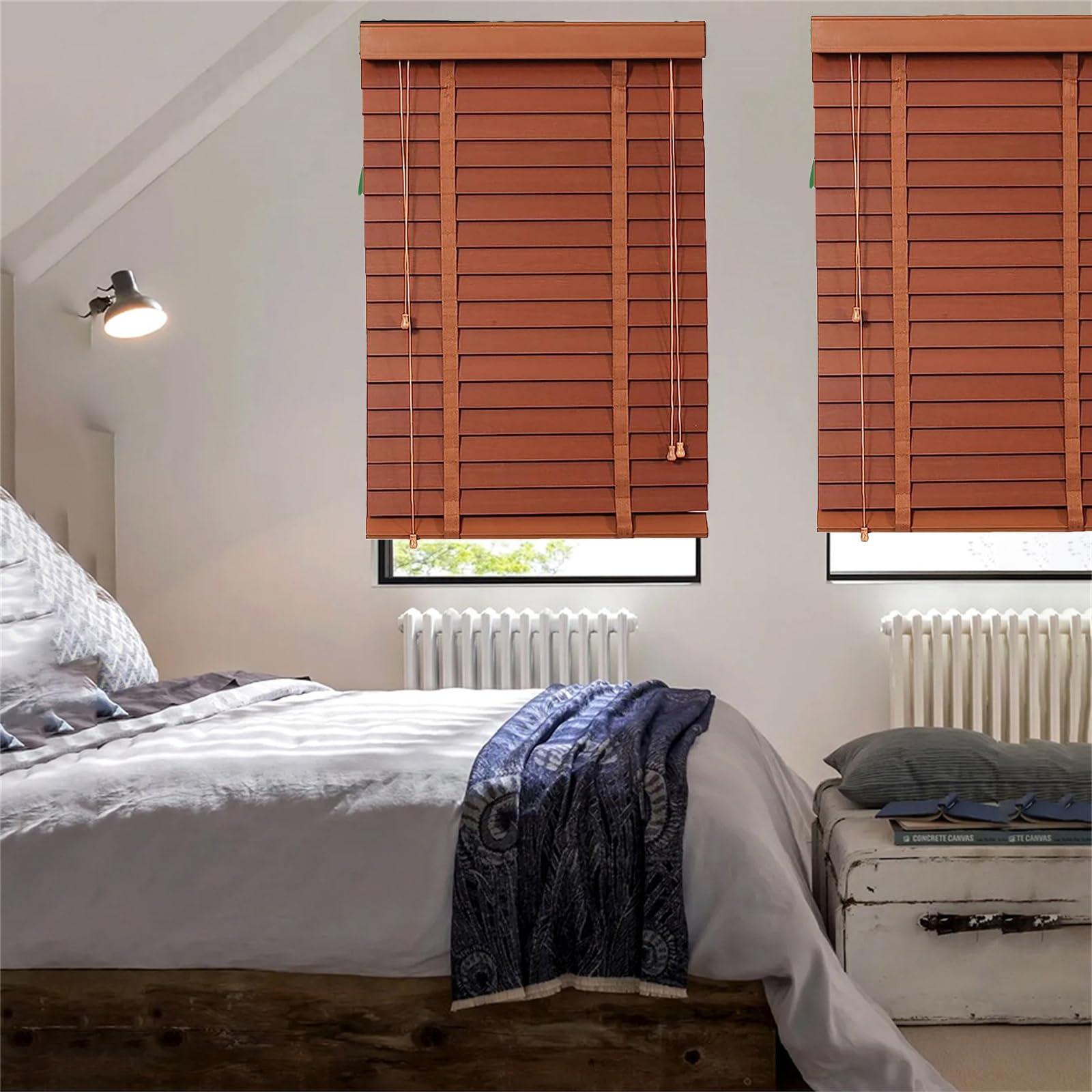 LCBDYLR Venetian Blinds Wooden,Faux Wooden Blinds,Venetian Blinds for Windows,Solid Wood Blinds, Blackout/Heat Insulation Solid Wood Venetian Shades, Privacy Curtain Shutters, Easy to Install Blinds
