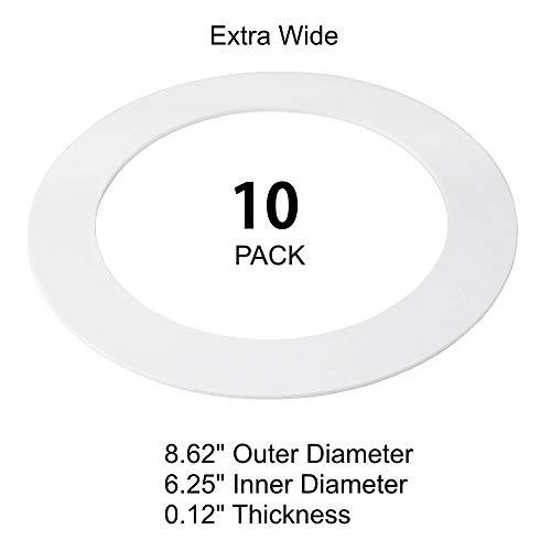 HARRRRD 10 Pack Gloss White Goof Trim Ring for 8" Inch Recessed Can Lighting Down Light, Outer Diameter 8.6 Inches, Inner Diameter 6.2 Inches