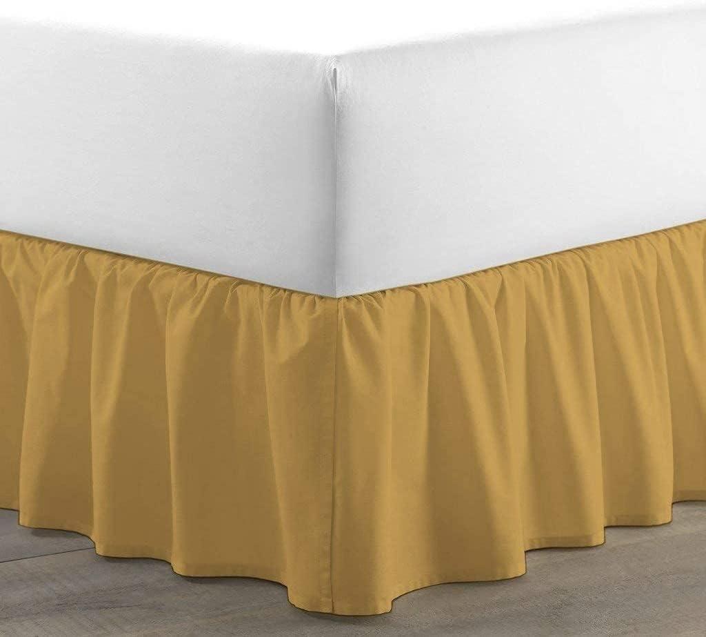 Drona Bedding Drona Bedding Short Queen Size Bed Skirt Gold Ruffled Bed Skirt: Hotel-Quality, 600 Real Thread Count 100% Pure Cotton, Three-Sided Coverage Dust Ruffle Bed Skirt (16\"\" Drop) (60 X 75) Short Queen