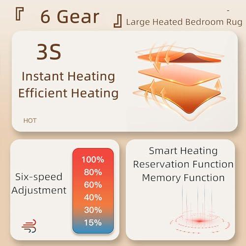 vhdurike vhdurike Extra Large Heated Floor Mat, Adjustable Temperature Electric Heated Foot Warmers, Radiant Heated Area Rug, Carbon Crystal Heating Pad for Office Home,150x200cm