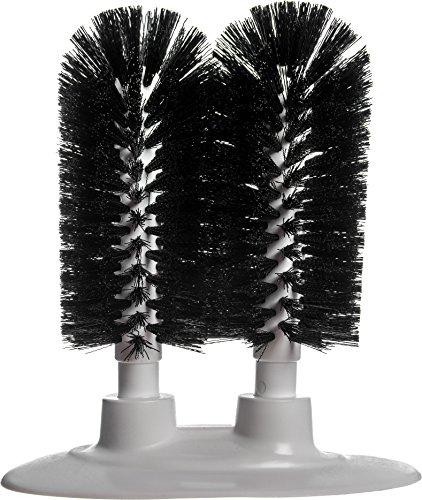 Carlisle FoodService Products SPARTA 4046003 Plastic Twin Glass Washer, Scrub Brush With Suction Base, 8 Inches, Black