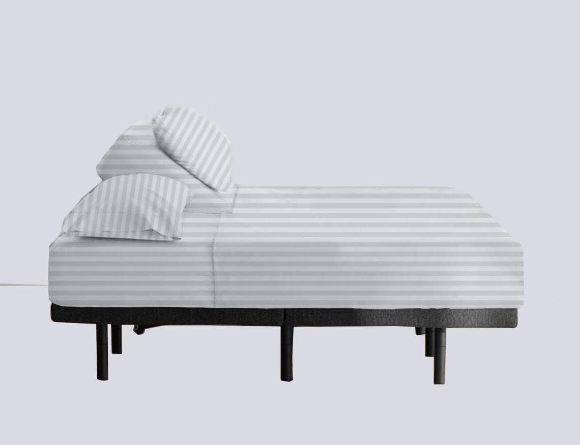 Silentnight Silentnight Split Head California King Sheets Sets for Adjustable Beds - 15\" Inch Deep Pocket - 800 Thread Count 100% Egyptian Cotton 4Pcs Sheet Set - Split Down 28 inches from The top - White Stripe