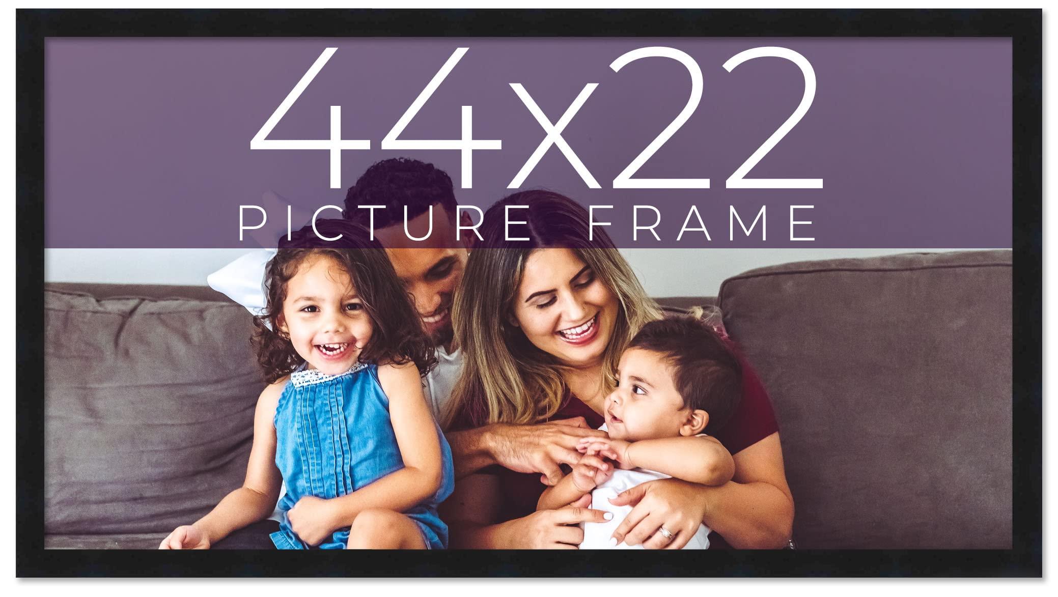 CustomPictureFrames.com 44x22 Frame Black Solid Wood Picture Frame Width 0.75 Inches | Interior Frame Depth 0.5 Inches | Noir Classique Mid Century Photo Frame Complete with UV Acrylic, Foam Board Backing & Hanging Hardware