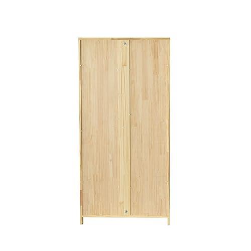 Woodpeckers Furniture And Mattress Pine Wood Closet with Rattan Doors and Two Drawers (Natural)