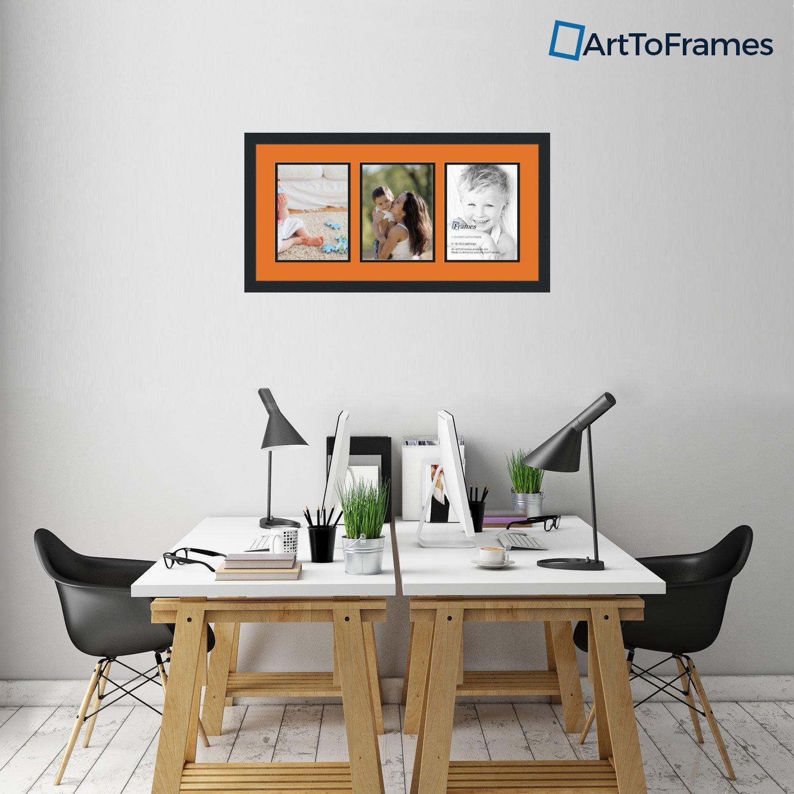 ArtToFrames ArtToFrames Collage Photo Frame Double Mat with 3 - 8x10.5 Openings and Satin Black Frame