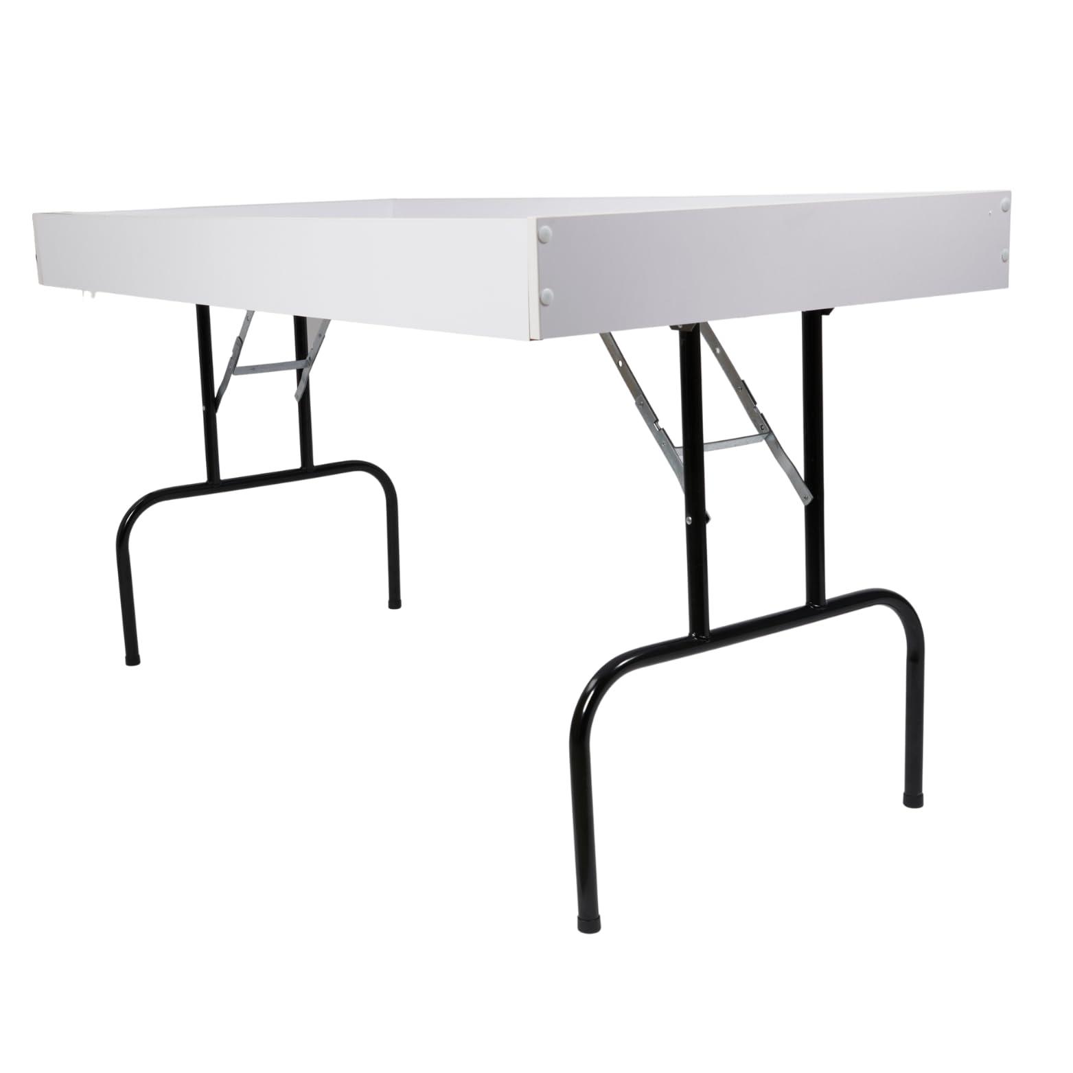 SSWBasics SSWBasics Large White Folding Dump Table - Durable, Portable, and Lightweight Display Solution for Retail, Trade Shows, and Events - Easy Setup and Storage, Supports Up to 250 lbs