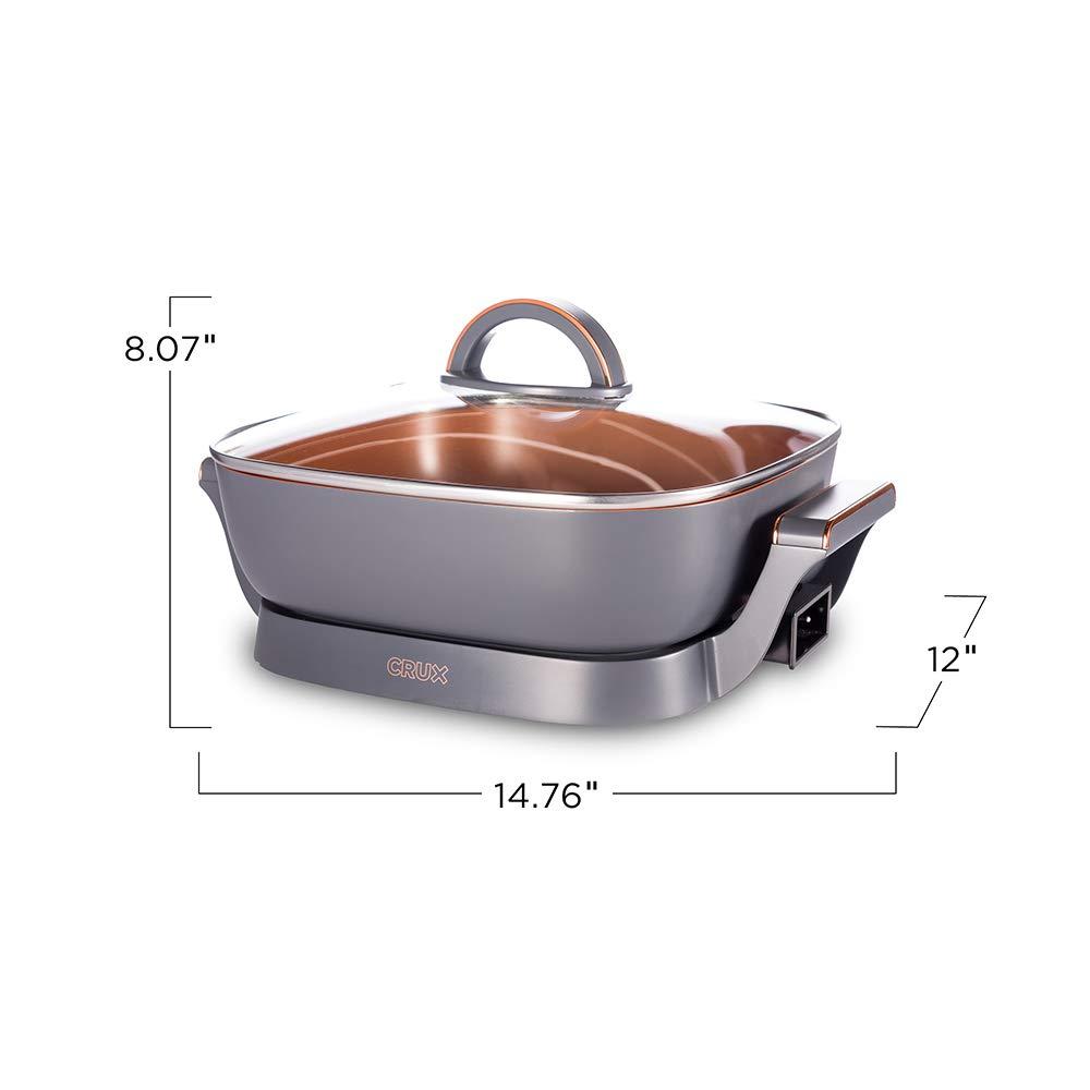 Crux CRUX Electric Skillet with Glass Lid (1400 Watts) and CRUX Electric Griddle with Nonstick Ceramic Coating (1650 Watts)