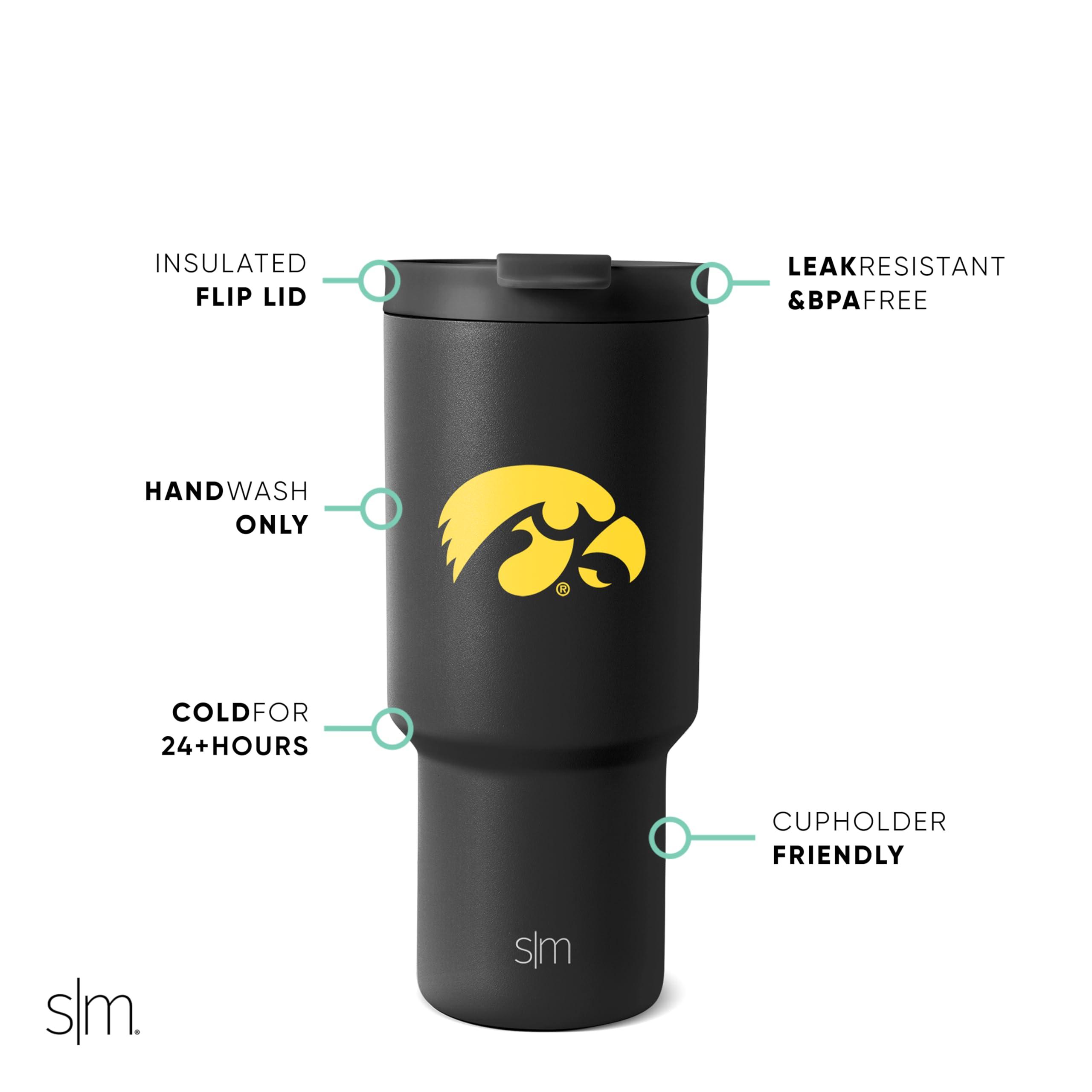 Simple Modern Simple Modern Officially Licensed Collegiate Iowa Hawkeyes 30 oz Tumbler with Flip Lid and Straws | Insulated Cup Stainless Steel | Gifts for Men Women | Trek Collection | University of Iowa