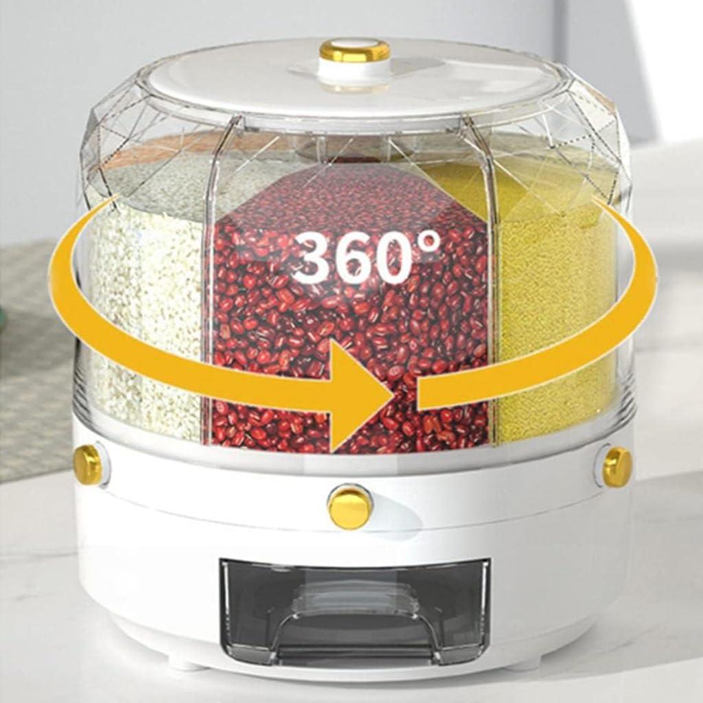 OTHZON OTHZON 360 Rotation Cereal Dispenser Lentil Dispenser, Rotating Grain Dispenser Storage-Large Capacity with 6 Compartments for Household, Kitchen Storage Container for All Beans, Barley, Millet