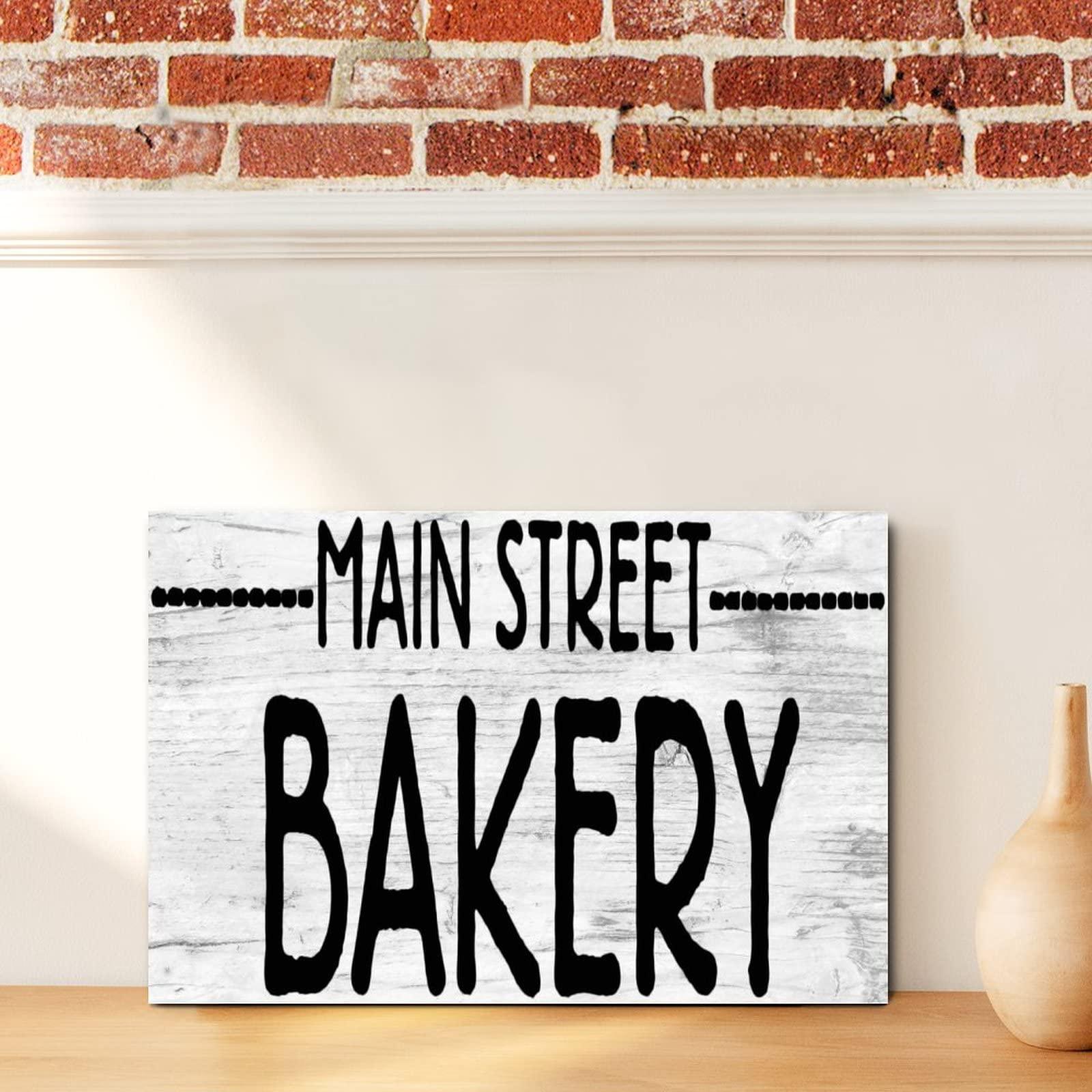 Generic Wood Signs Ballkleid Main Street Bakery Wooden Sign with Funny Sayings Motivational Wall Art Rustic Wall Decorations for Living Room Kitchen Wall Hanger Retro Decoration Sign 12x18in