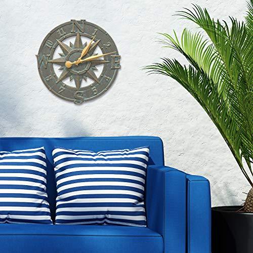 Whitehall Whitehall Products Compass Rose Clock, Bronze Verdi