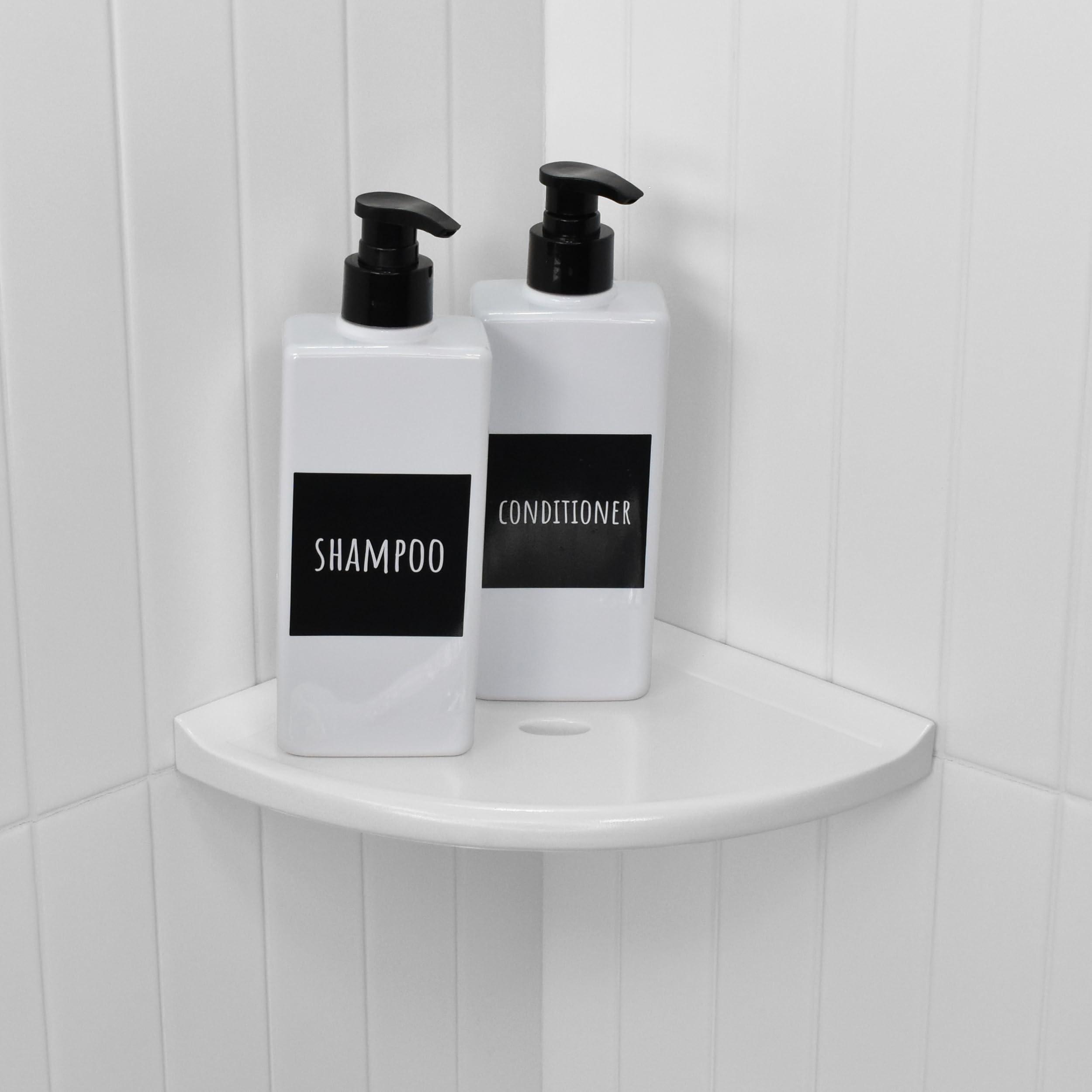 Questech Questech Decor Corner Shower Shelf, 8 Inch Lugged for New Construction, Shower Corner Shelf for Tiled Walls, Metro Lugged Shower Caddy Bathroom Organizer, White Polished