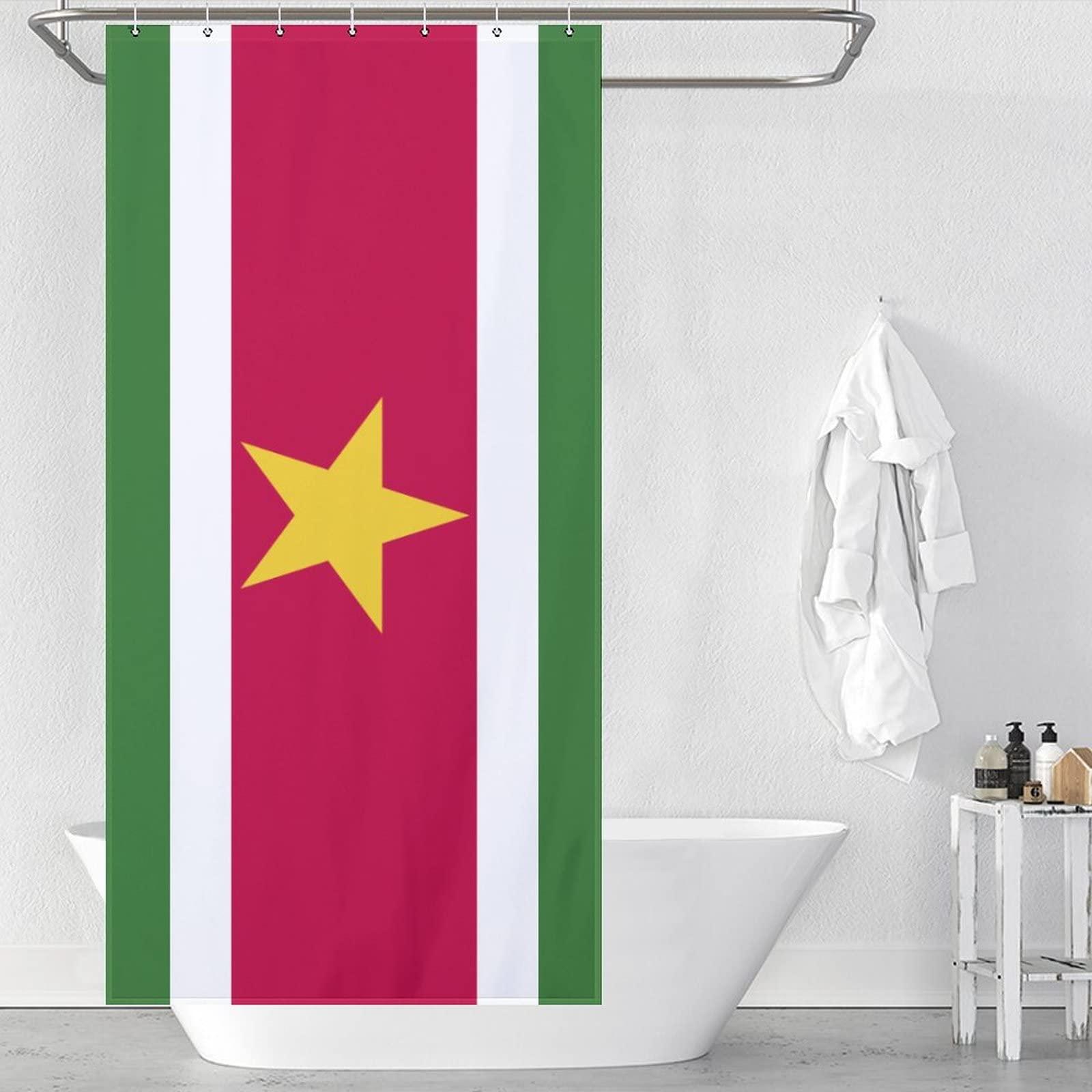 TAIZIYEAH TAIZIYEAH Suriname Flag Shower Curtain Texture Abstract Polyester Fabric Bathroom Curtains Durable Bathtub Showers Decor with Hooks 36x72Inch92x183cm