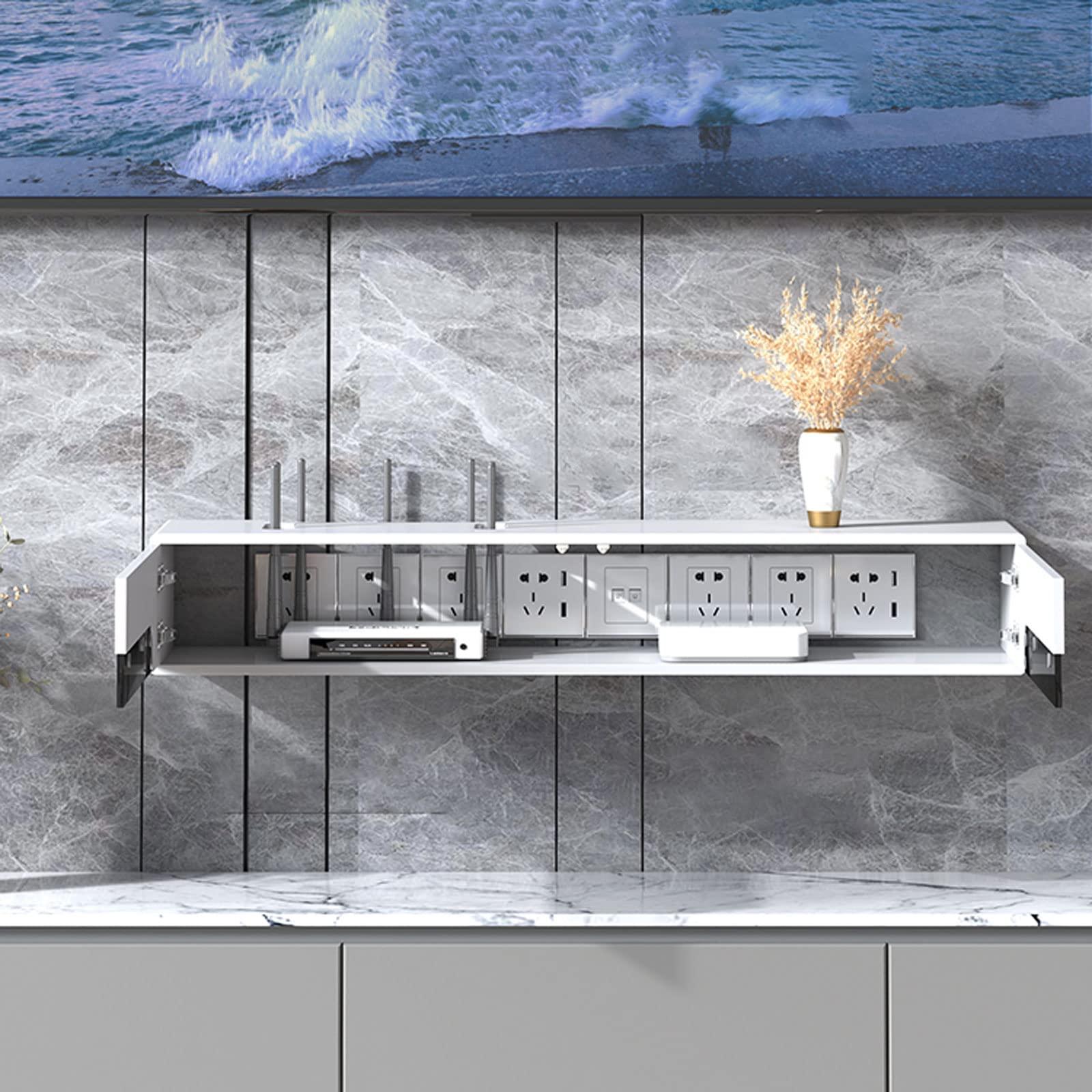 SGeneE Wall Mounted TV Cabinet Wall Shelf Floating Shelf TV Stand Media Console Unit Entertainment Centre Open Shelf Living Room Cabinet TV Unit Storage Shelf Wall Mount Corner Shelves Utility Shelve