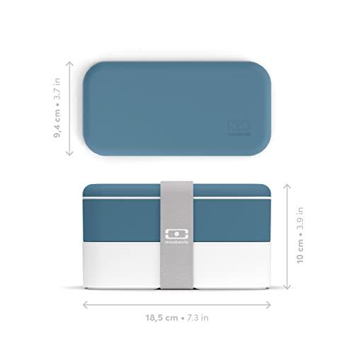 monbento monbento - Bento Box Adult MB Original blue Denim - 2 Leakproof Compartments - Stackable Lunch Box Perfect for Work/Picnic/Sports - BPA Free Food Containers - Microwave & Dishwasher Safe - Blue