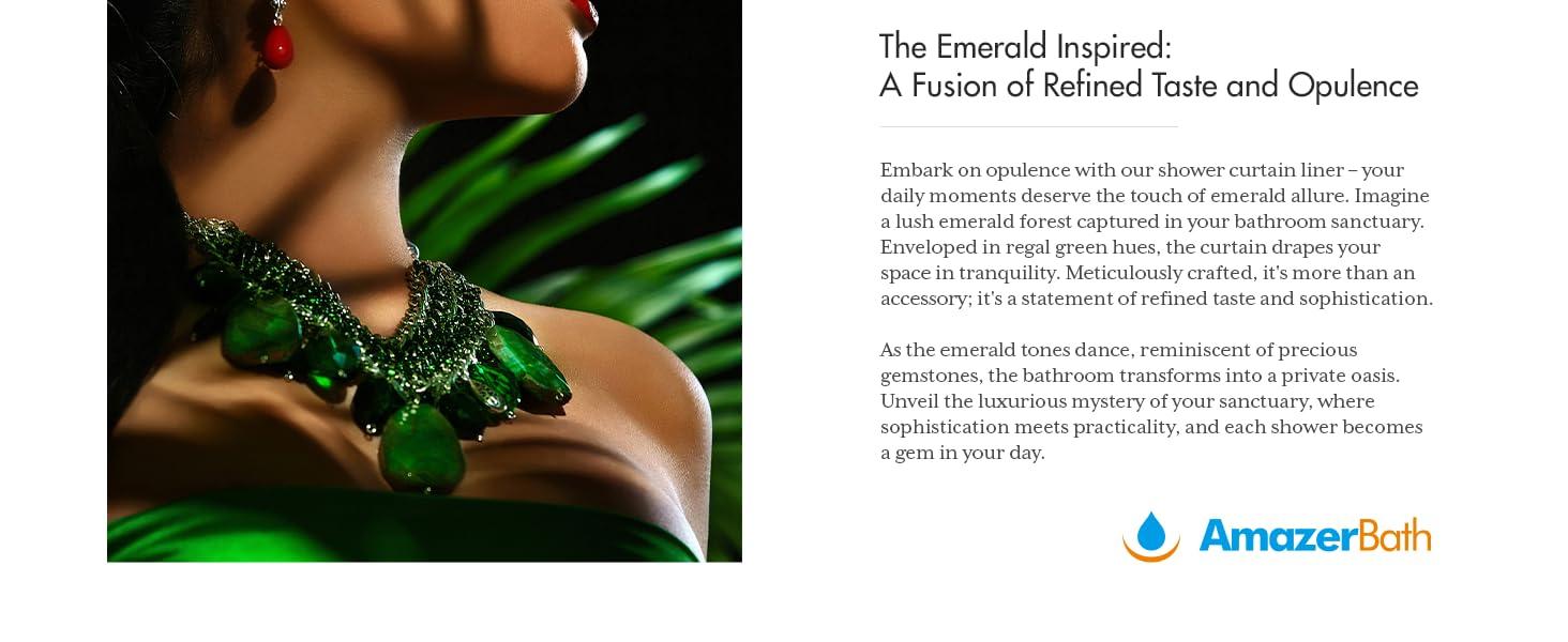 AmazerBath AmazerBath Shower Curtain Liner, 100% EVA Soft Clear Green Heavy Duty Shower Curtain and Liner 2-in-1, 72x72 Luxury Plastic Weighted Bathroom Shower Liner, 12 Rustproof Grommets & 3 Heavyweight Stones