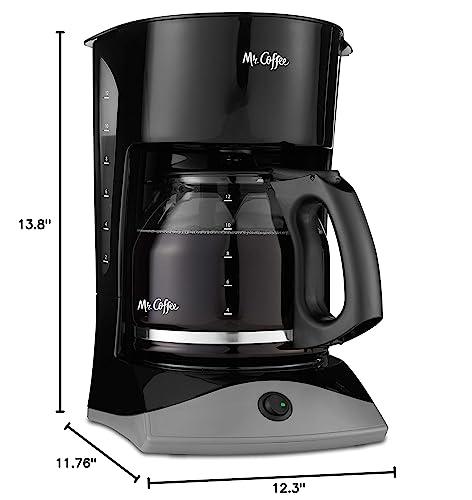 Mr. Coffee Mr. Coffee Black Coffee Maker, 12 Cups, with Auto Pause and Glass Carafe, Perfect for Home and Office Use