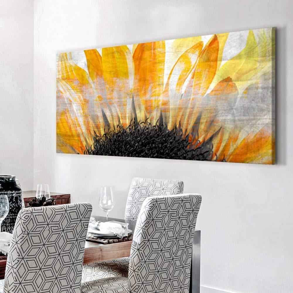 Sense for Decor Sense of Art | Sunflower Print | Wooden Framed Canvas | Ready to Hang Wall Art for Home Decoration | 42x19