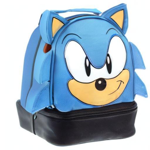 Bioworld Sega Sonic the Hedgehog Lunch Bag Big Face Dual Compartment Lunch Box Kit