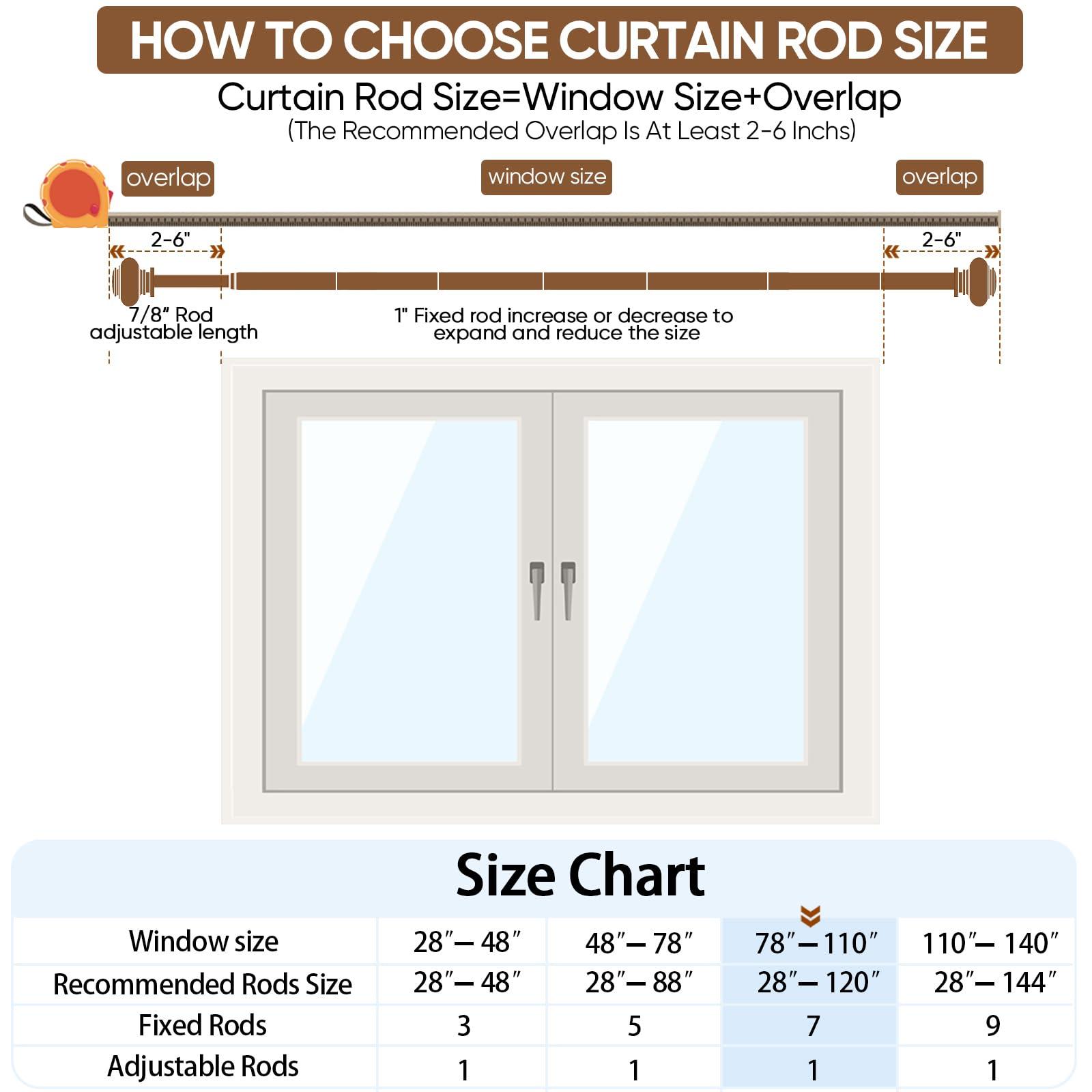 SIMEWIN SIMEWIN Bronze Curtain Rods for Windows 66 to 120 Inches Adjustable Decorative 1 Inch Diameter Single Window Curtain Rod Set with Classic Finials, Bronze with Gold Finishing