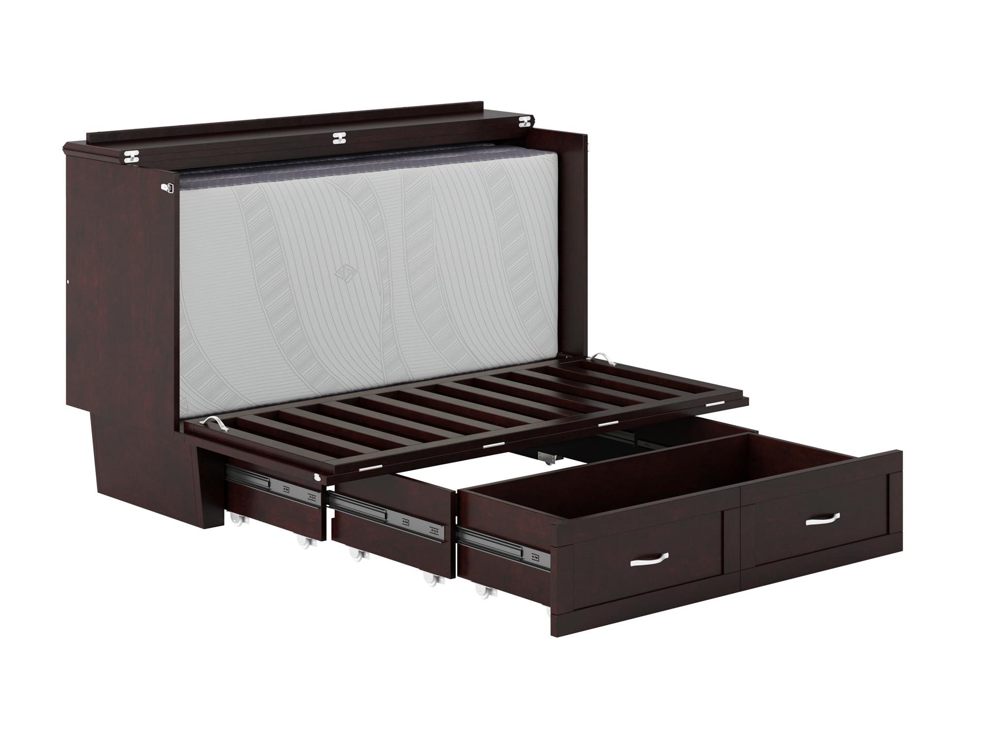 AFI AFI, Chelsea Mid-Century Modern Queen Solid Wood Murphy Bed Chest with Mattress in Espresso