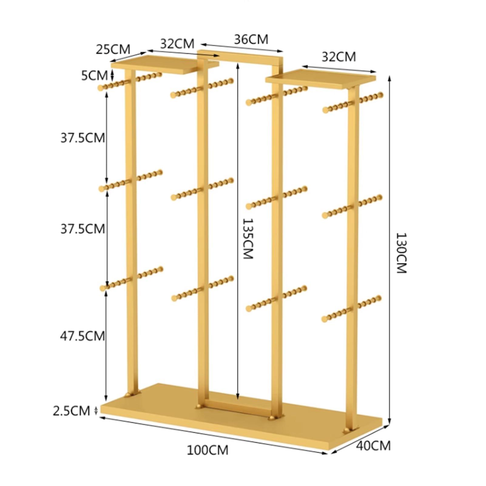 CMLBHD Coat Rack Stand, Underwear Display Stands, Freestanding Clothing Store Boutiques Retail Lingerie Garment Rack, Commercial Shelves for Socks Bra Panties Scarves Storage, 100x40x135CM, gold