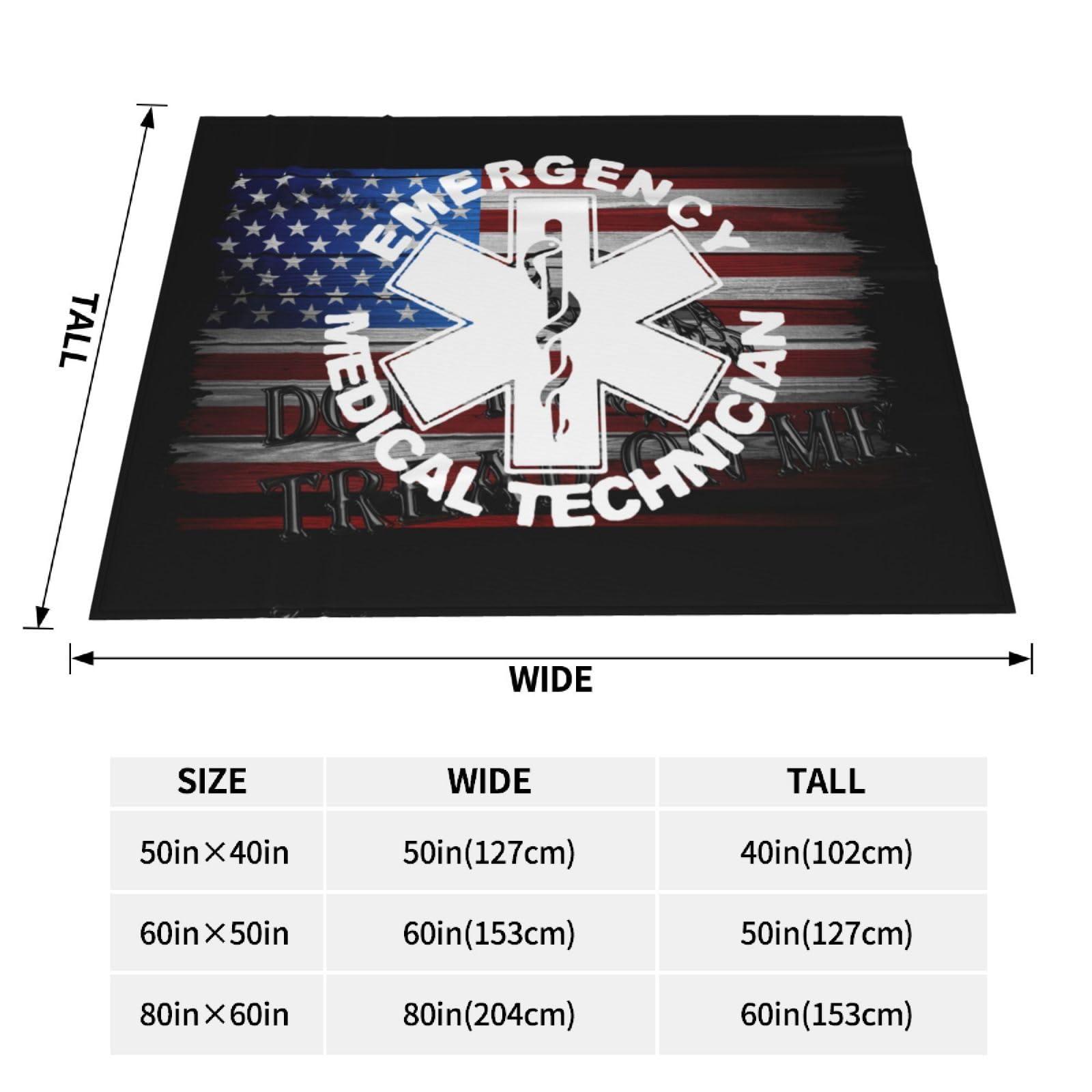 Wxenaiedk American Flag EMS Star of Life EMT Paramedic Medic Throw Blanket for Couch Sofa Or Bed Throw Soft Fuzzy Plush Blanket