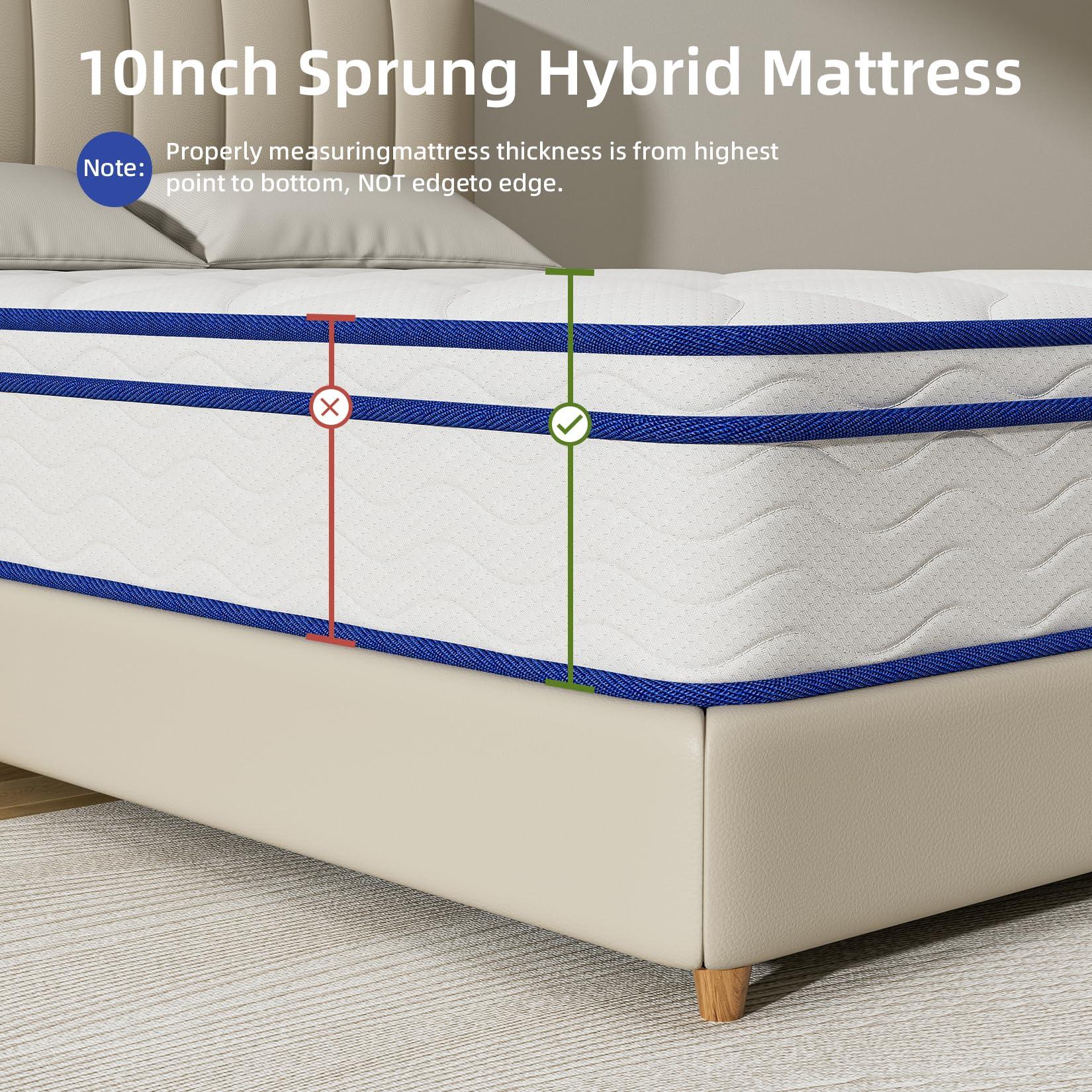 XANGLO Queen Mattress, 10 Inch Queen Size Hybrid Mattress in a Box, Medium Soft Memory Foam and Spring Mattresses, Pressure Relief & Motion Isolationfor, Fiberglass Free Bed Mattress, CertiPUR-US Certified