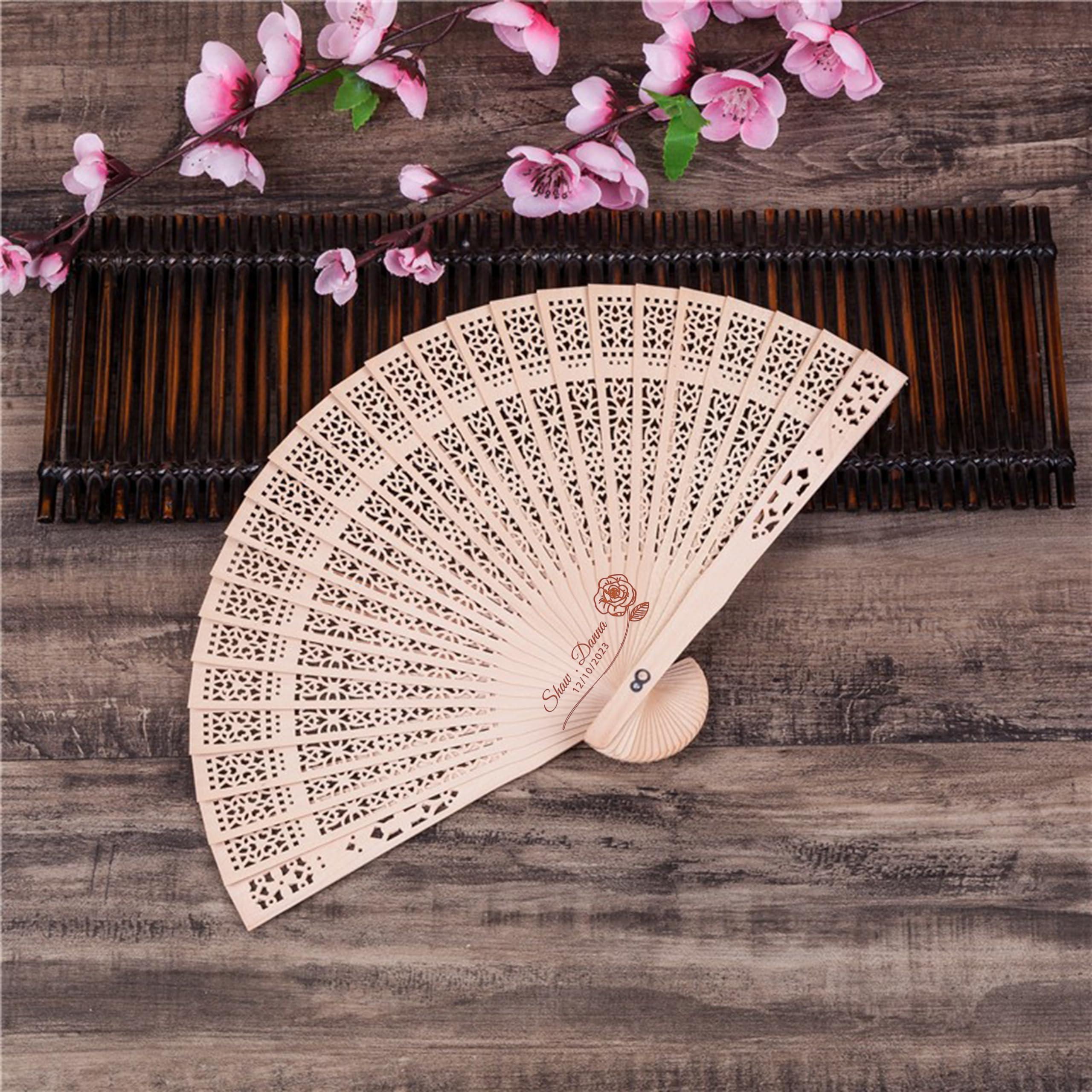 DFDG Personalized Folding Fans Handheld Bulk Custom Abanicos De Mano for Wedding Favors Bridal Bachelor Party Chinese Fans Folding Fan
