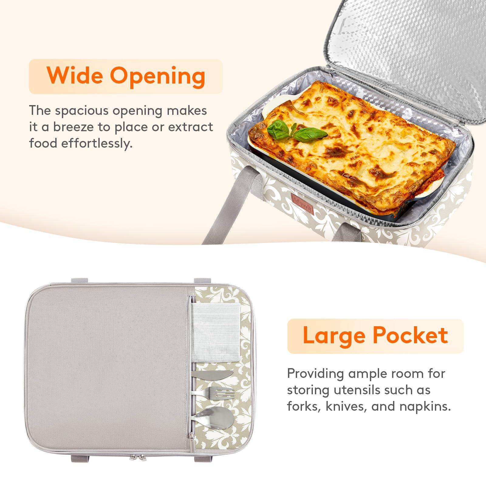 Lifewit Lifewit Casserole Carrier for Hot or Cold Food, Insulated Casserole Baking Dish Bag Food Carrier, Lasagna Holder for Potluck/Parties/Picnic/Cookouts, Fits 9\"x13\" Baking Dish, Grey