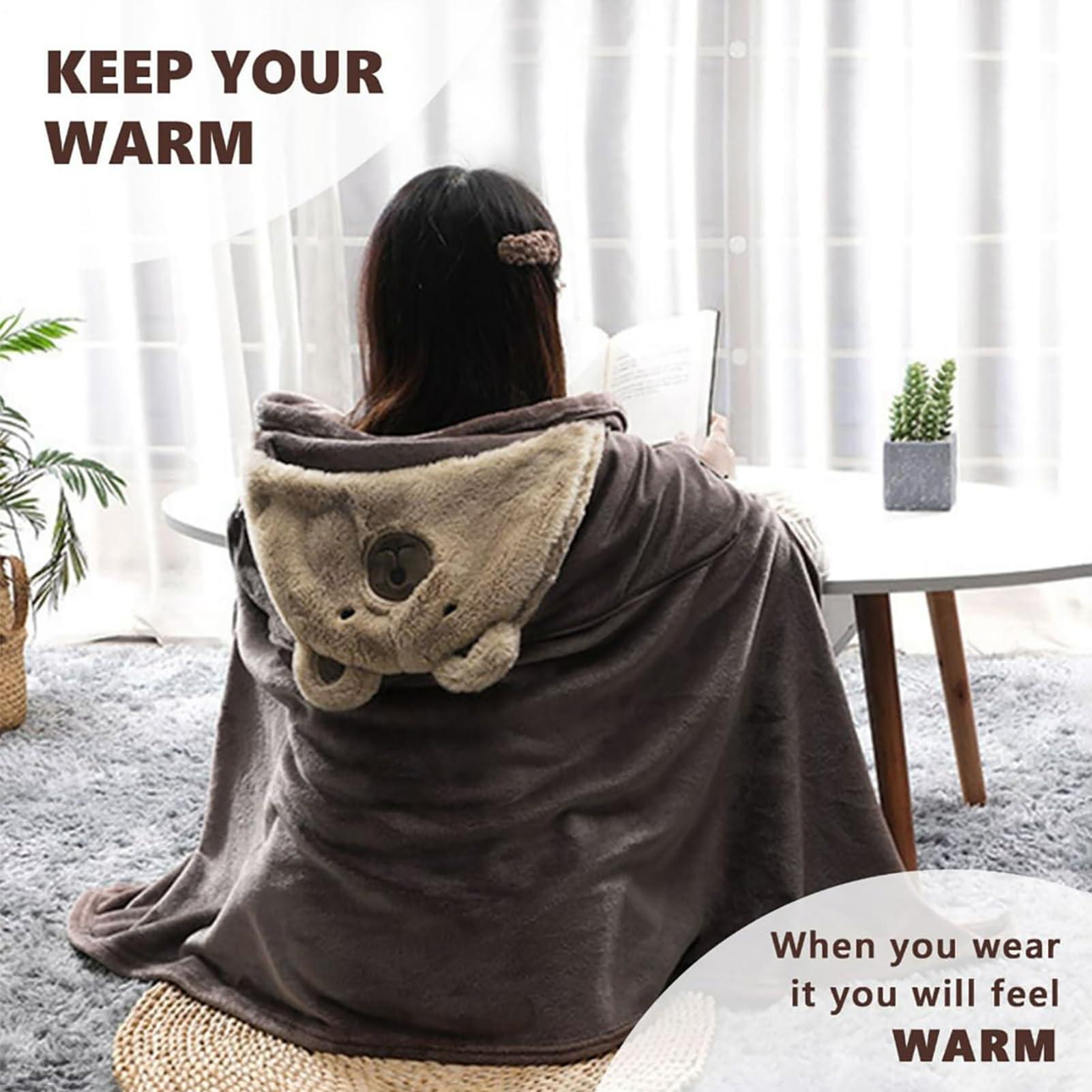 HomeLoft Basics Travel Neck Pillow Blanket Set - 2 in 1 Travel Head Pillow Blanket | Travel Pillows with Hat, Hoodie Travel Neck Pillow, Neck Pillow Head Chin Support, Travel Pillow Blanket for Car Road Trip Home