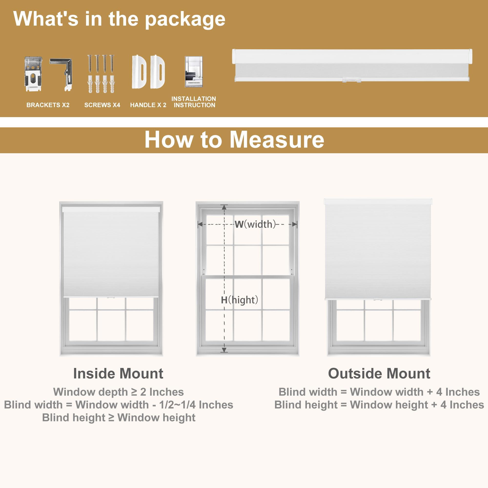 BERISSA BERISSA Light Filtering Cordless Cellular Blinds Honeycomb Shades for Windows Color-Matched Easy to Install Shade for Window, Bedroom, Office,Light Filtering Black,59" W x 48" H