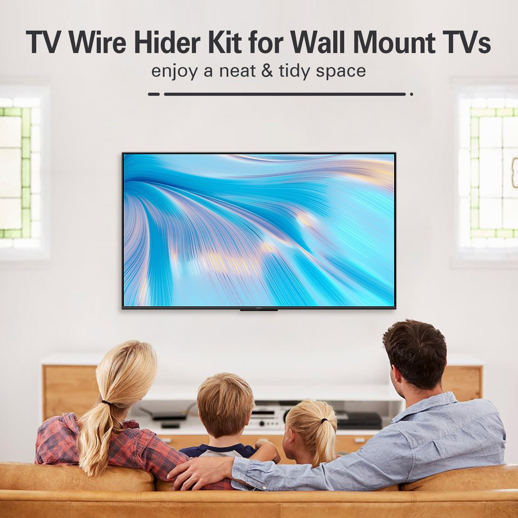 Julaiwy in Wall Cable Management Kit, TV Cord Hider for Wall Mounted TV Wire Hider for Wall, 2 Pack Pass Throughs Include a Drywall Hole Saw Drill Attachment for Easy Install Grommet - Black