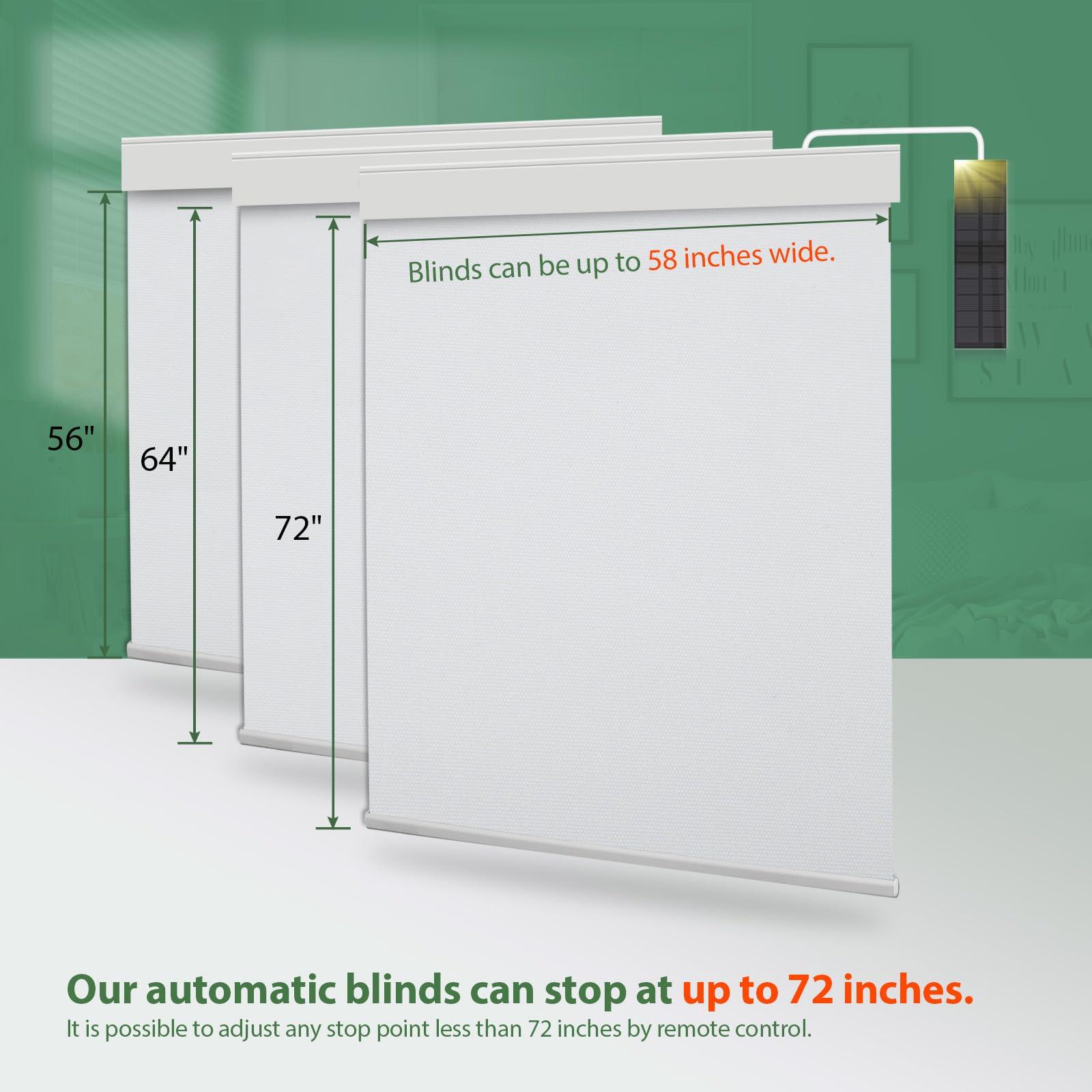 DONGFXK DONGFXK Motorized Blinds with Remote, Blackout Cooling Automatic Shades with Solar Panel Cordless Smart Blinds for Windows, Custom Electric Blinds Horizontal Roller Shades,White,27" W X 72" H