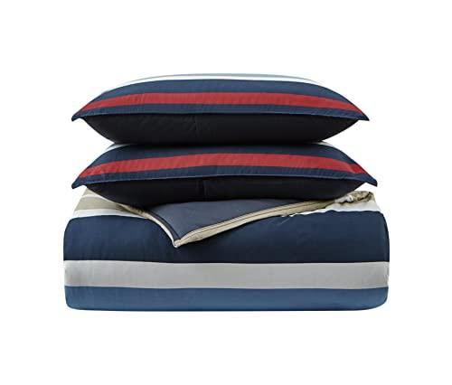 Nautica Nautica - Queen Comforter Set, Cotton Reversible Bedding with Matching Shams, Stylish Home Decor (Bradford Navy/Kahki, Queen)