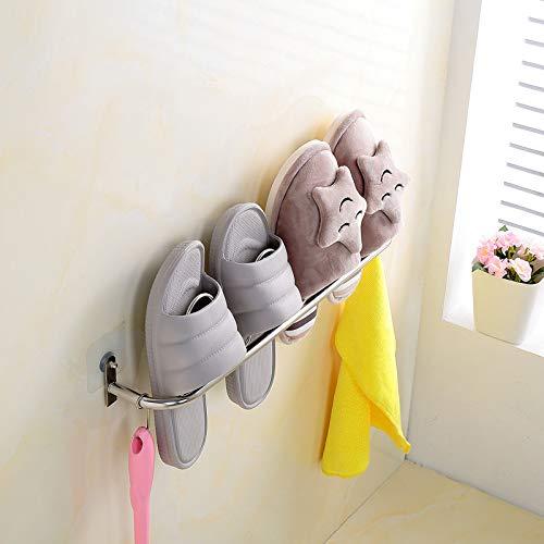 Esdella Esdella Wall Mounted Shoe Rack Stainless-Steel Shoe Rack for Bathroom, Slipper Shoe Organizer Over The Door, Shoe Storage Shelf Hanging Shoe Rack