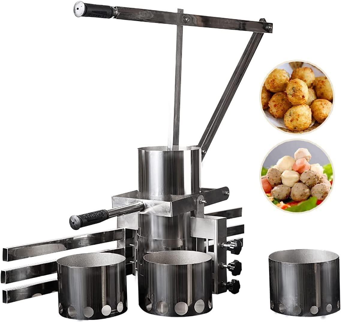 QIANMEI Meatball Maker Machine Manual Meatball Machine,Commercial Stainless Steel Meat Ball Maker With 3 Mold, For Meatball Processing Shrimp Ball Fish Ball Maker