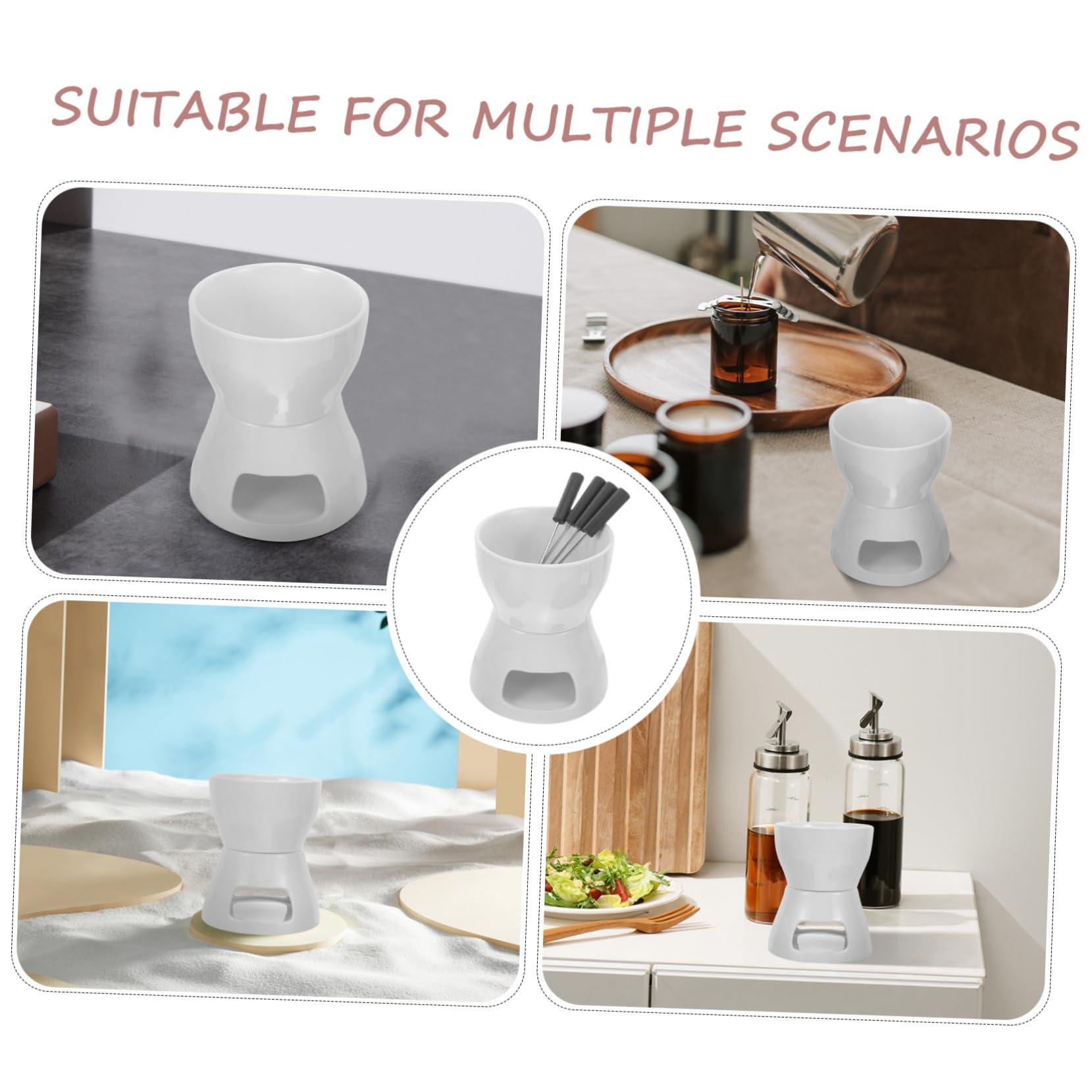 NAMOARLY NAMOARLY Cherry Blossom Ceramic Fondue Pot with Burner for Melting Chocolate Cheese and Butter Ideal for Desserts and Entertaining