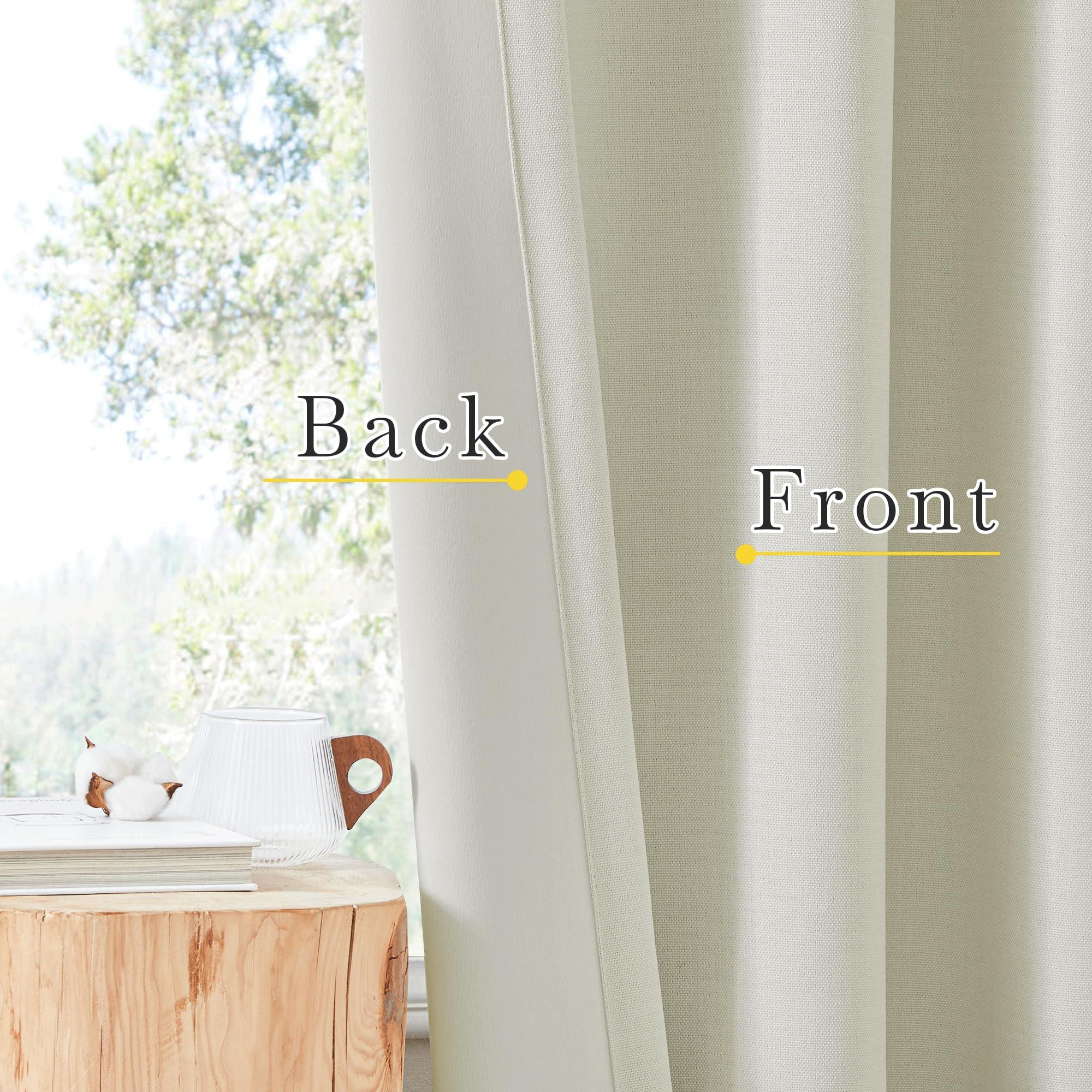 NICETOWN NICETOWN Room Darkening Curtains 84 inch Length 2 Panels Set, Dual Rod Pockets & Hook Belt Light Blocking Thermal Curtains Sound Reducing Window Treatments for Living Room, Natural, W52 x L84