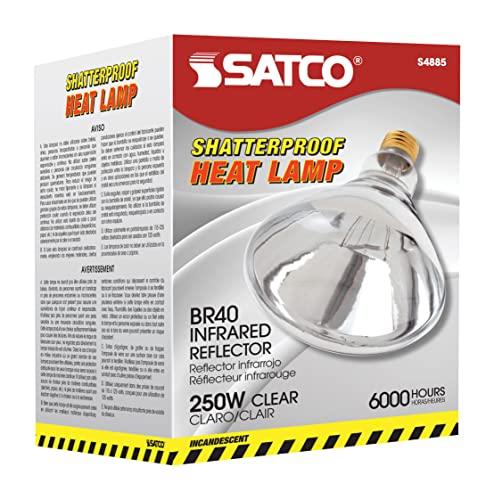 Satco Satco S4885 120V 250 Watt R40 Medium Base Shatterproof Heat Lamp, Clear
