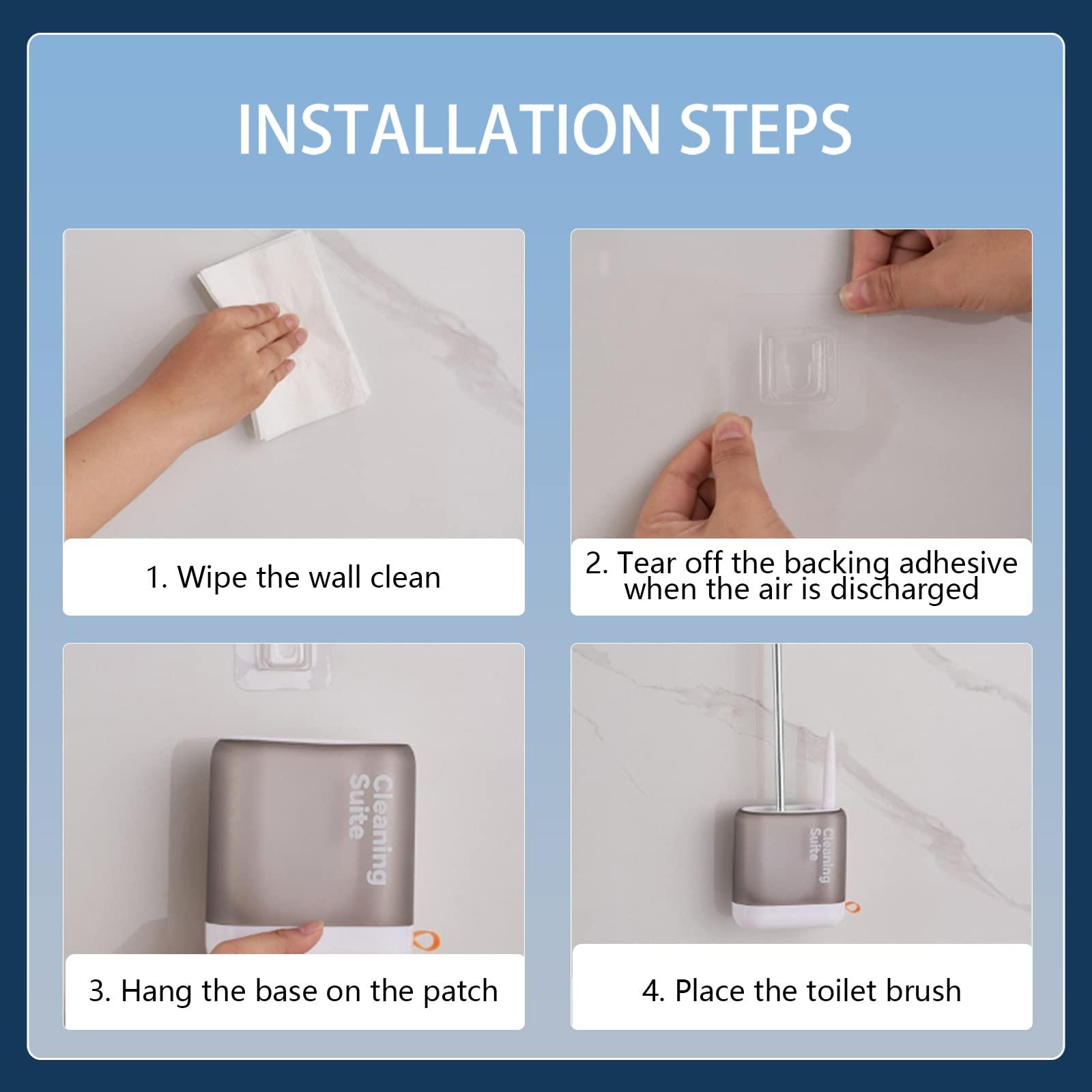 Homy Timy Silicone Toilet Brush - Soft Flat Toilet Brush and Holder,Silicone Flex Toilet Brush and Bathroom Crevices Brush, Compact Toilet Bowl Cleaner Brush Set, Wall Mounted/Floor Standing. (White)