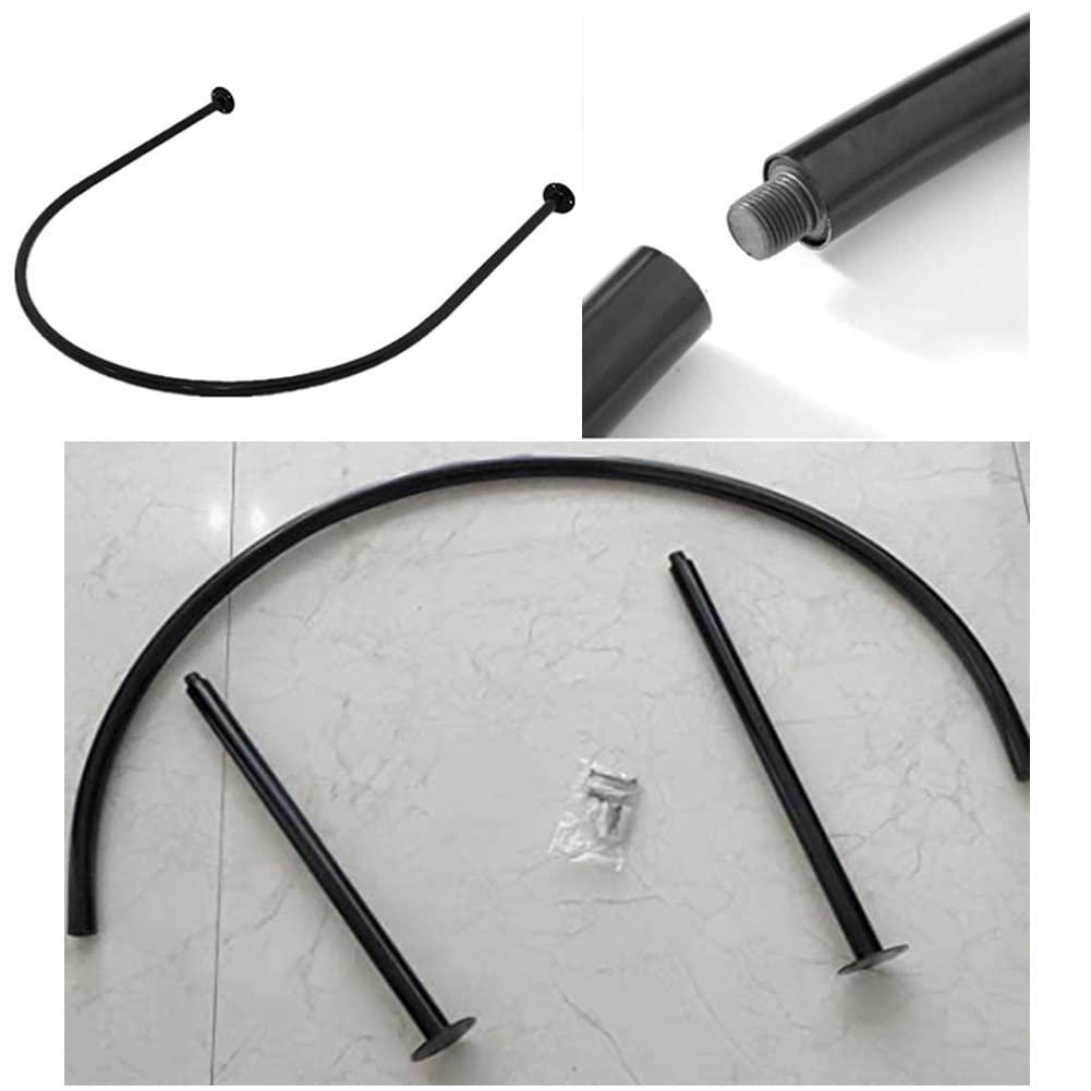 liu san xiao Fitting Room Curtain Rod U-shaped - Clothing Store Dressing Room Curtain Rod - Bathroom Curtain Rod - Wall Mount Semi-circle Ring Shelf (Color : Black, Size : 80x80cm)